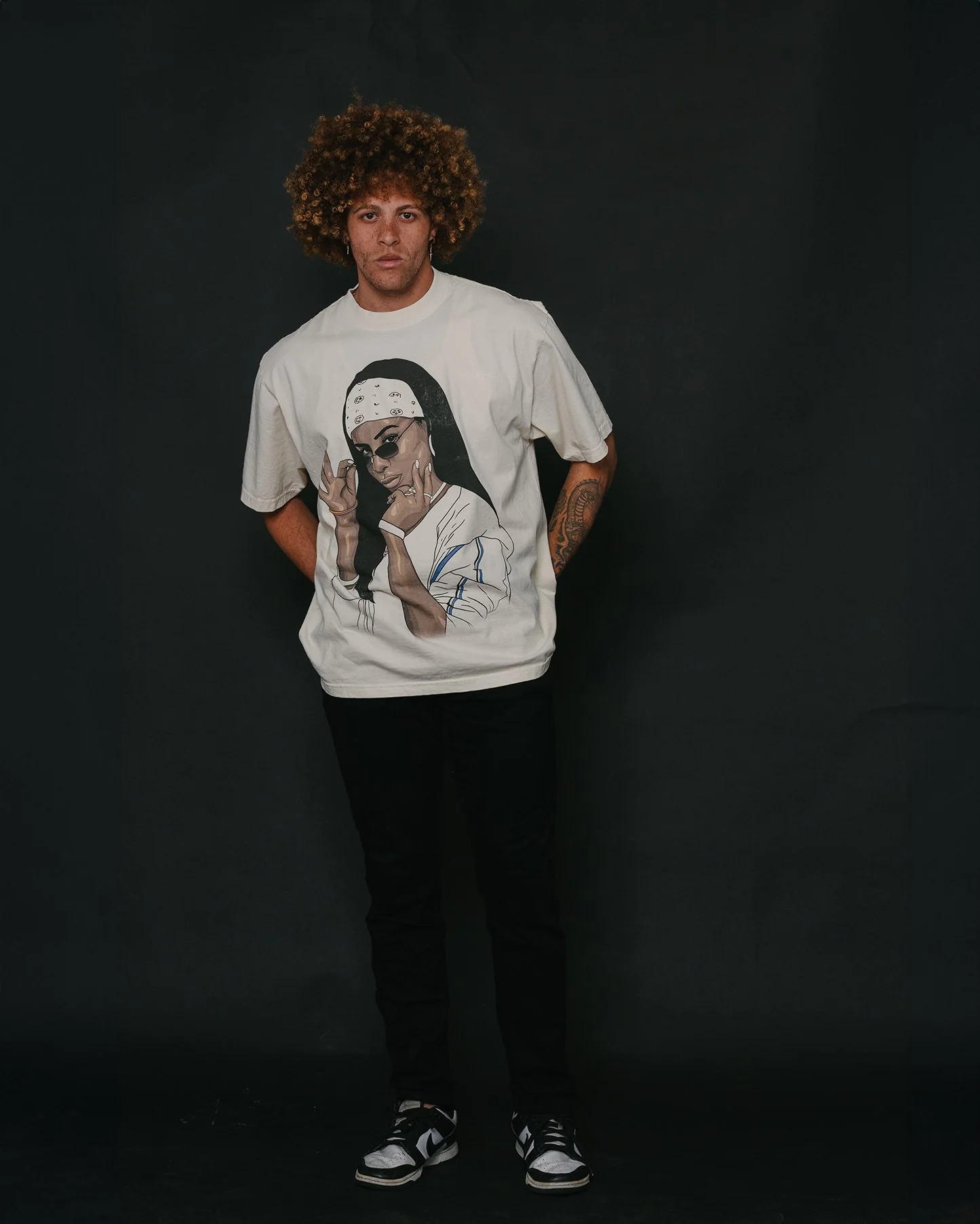 Aaliyah Big Face | Oversized Cream Graphic Tee - Image 2