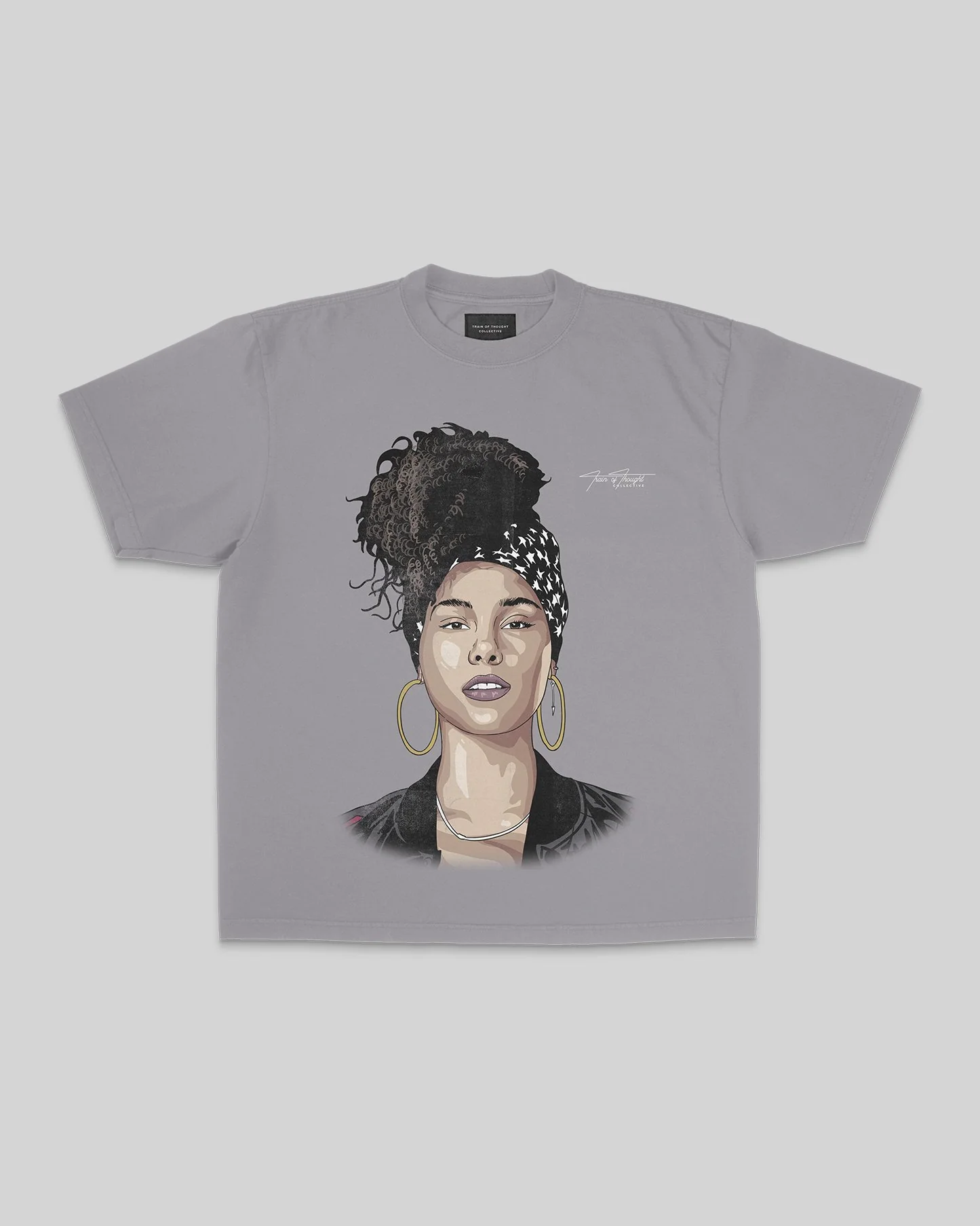 Alicia keys Big Face | Oversized Cement Graphic Tee