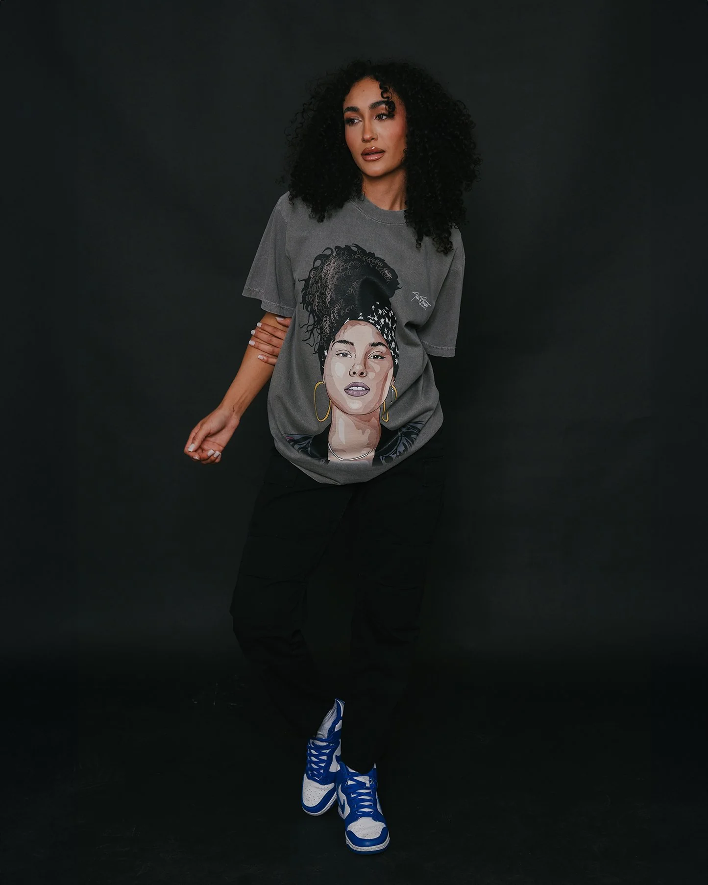 Alicia keys Big Face | Oversized Cement Graphic Tee - Image 2