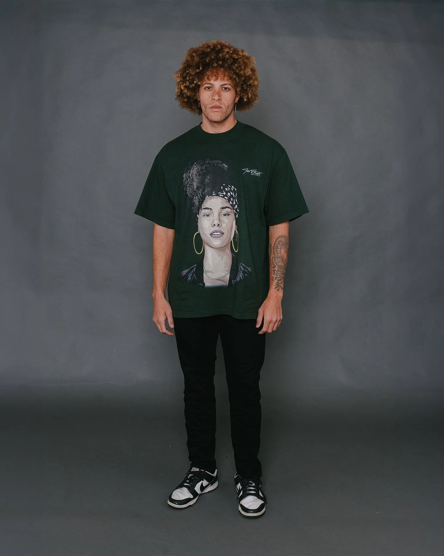 Alicia keys Big Face | Oversized Green Graphic Tee - Image 2