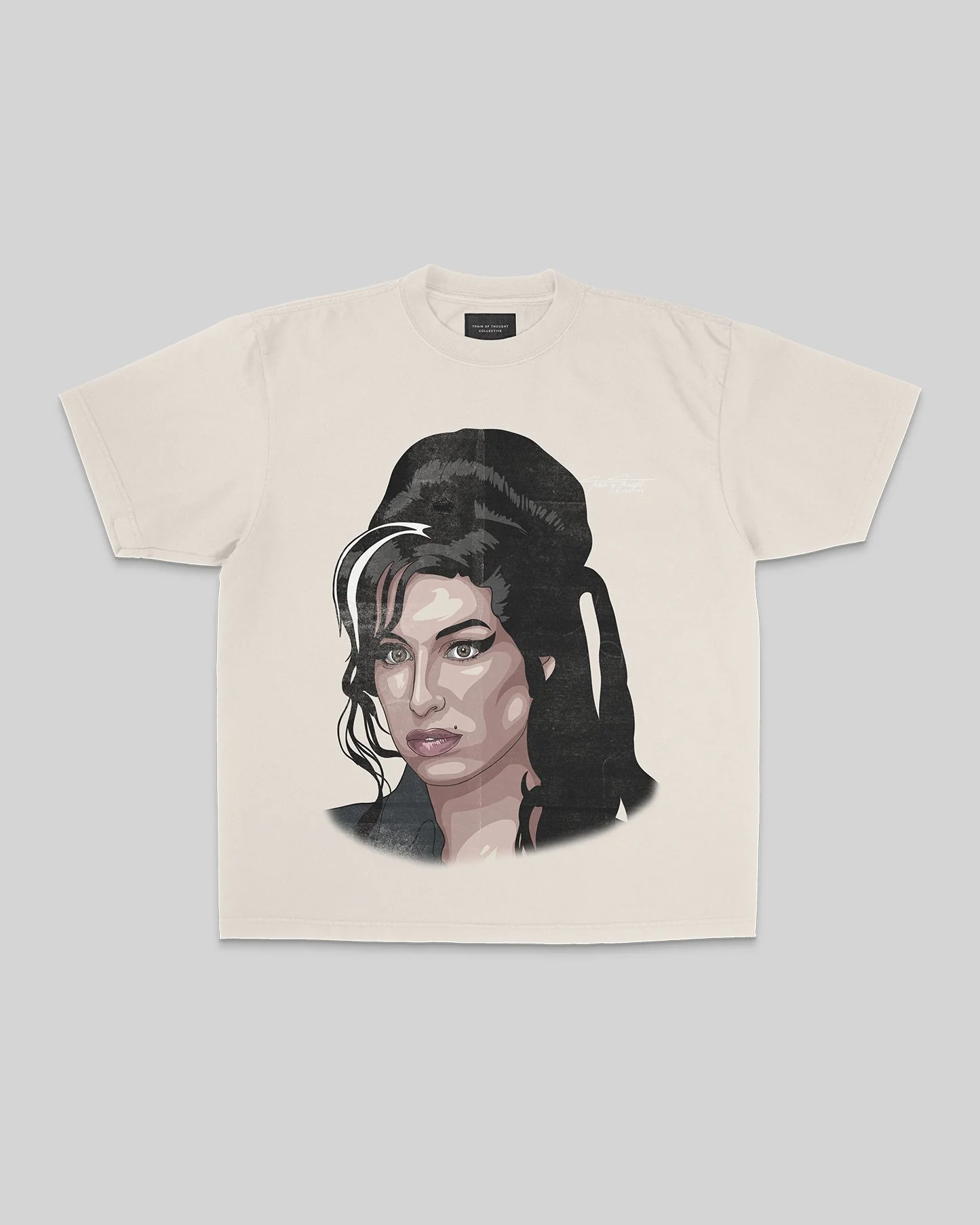 Amy Big Face | Oversized Cream Graphic Tee