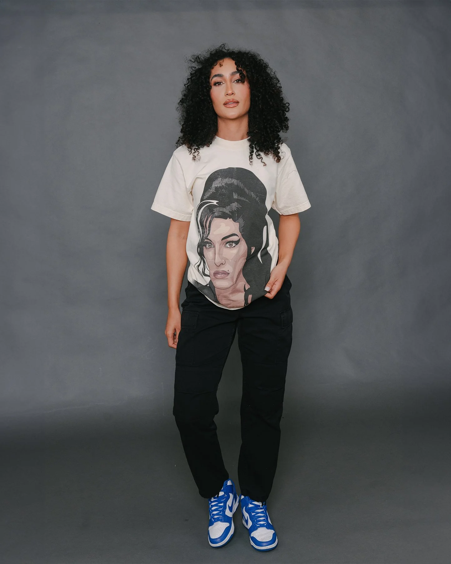 Amy Big Face | Oversized Cream Graphic Tee - Image 2