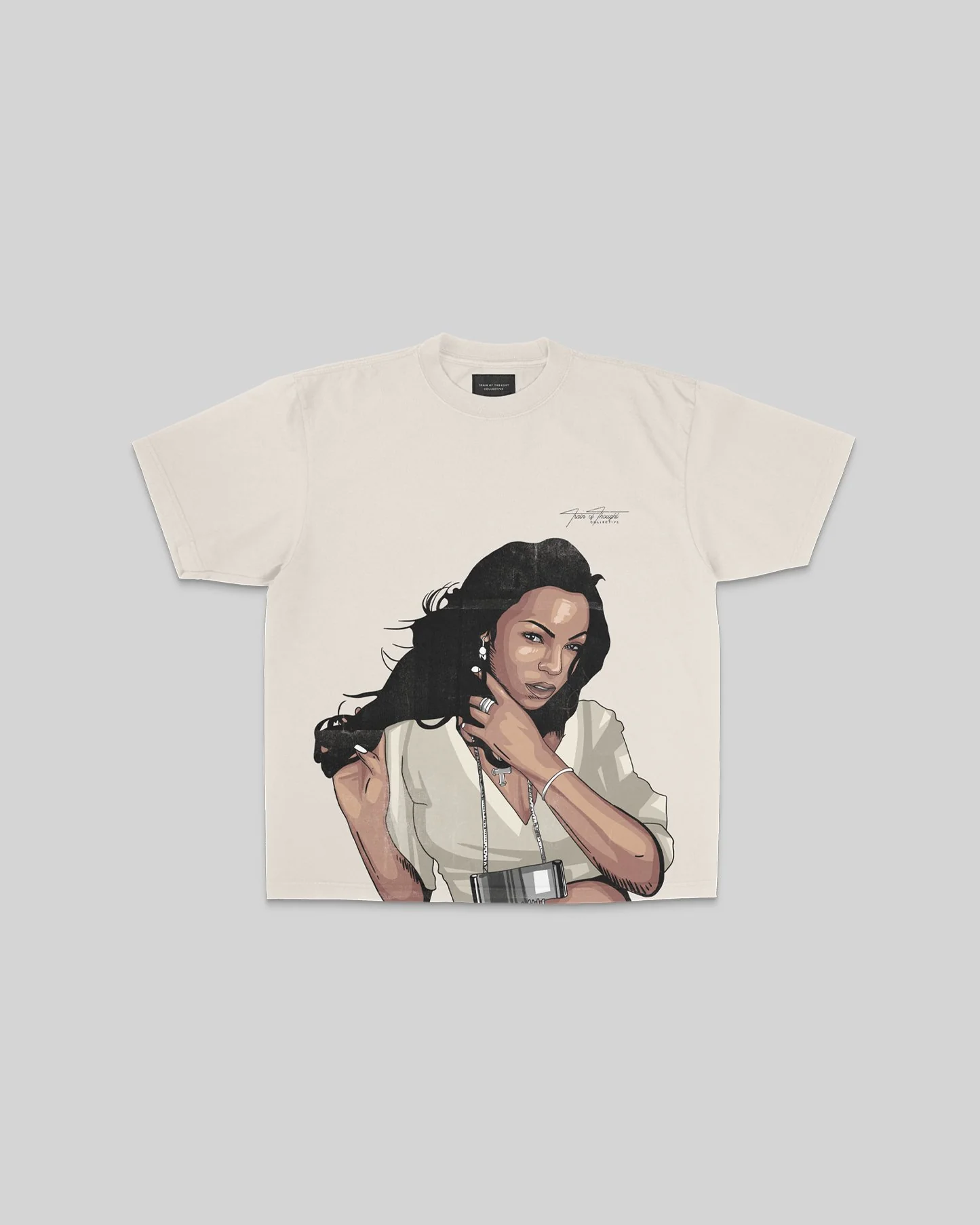 Ashanti Big Face | Oversized Cream Graphic Tee