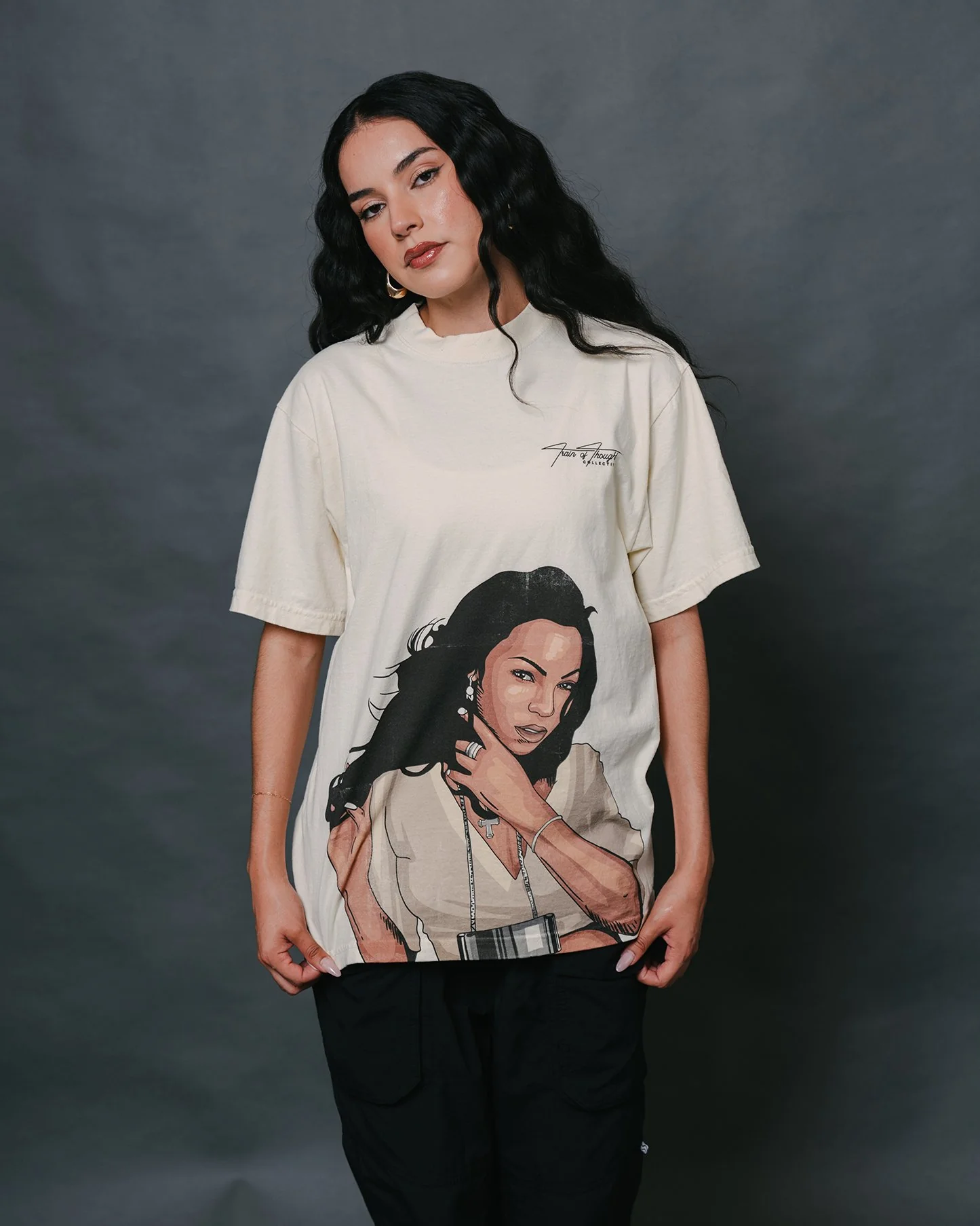 Ashanti Big Face | Oversized Cream Graphic Tee - Image 3