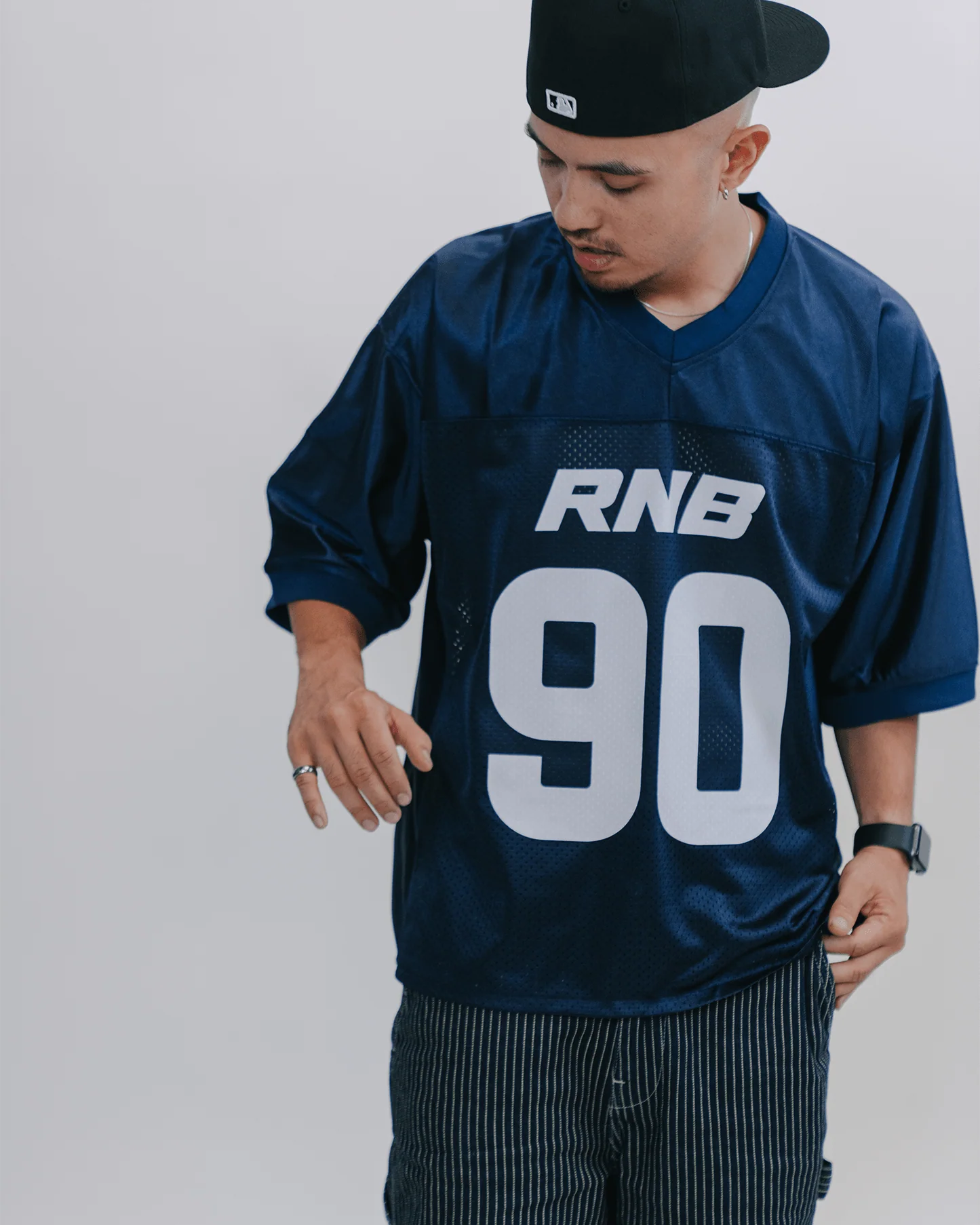 Rnb Every Morning V1 | Cropped Blue Football Jersey - Image 3