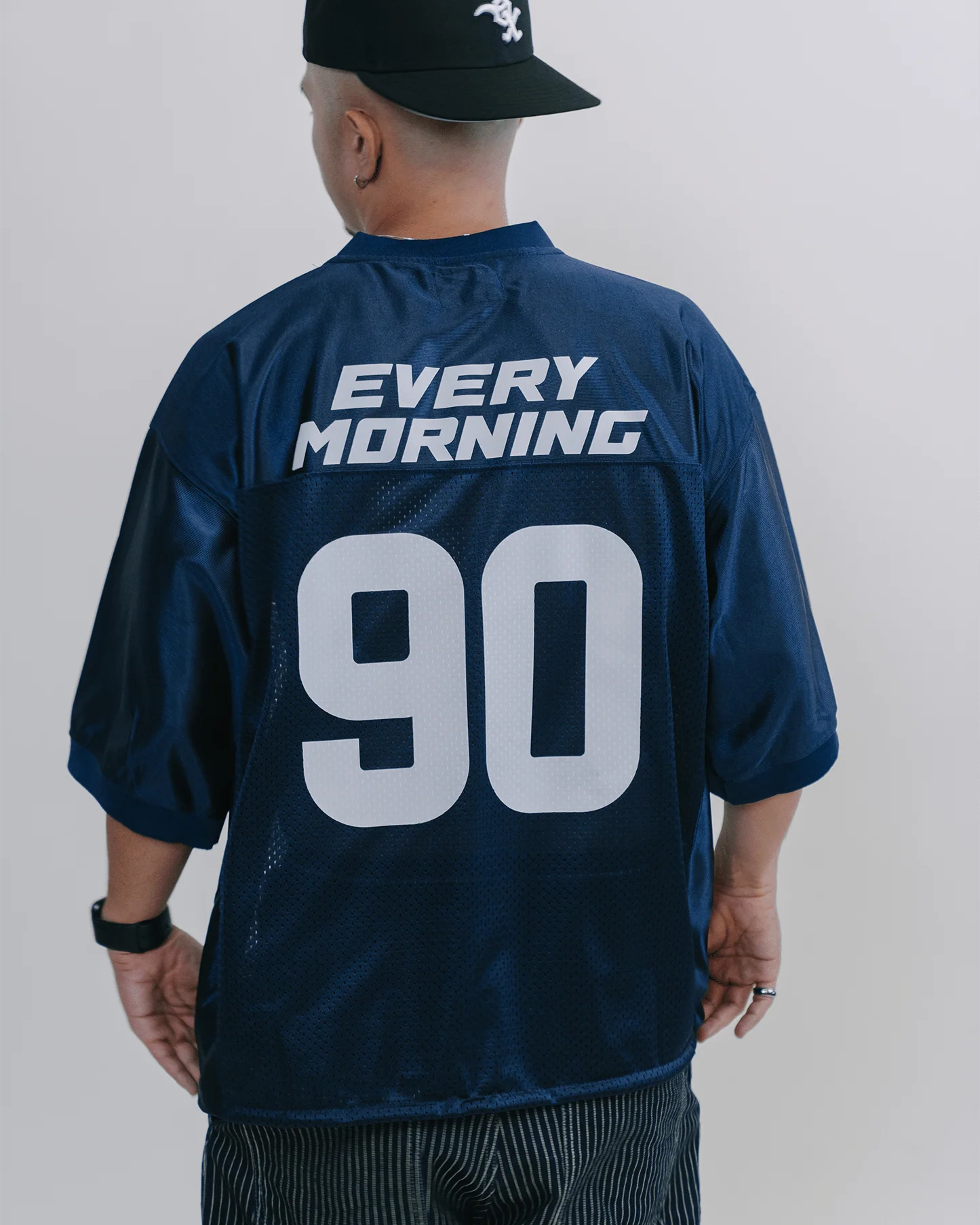 Rnb Every Morning V1 | Cropped Blue Football Jersey - Image 4