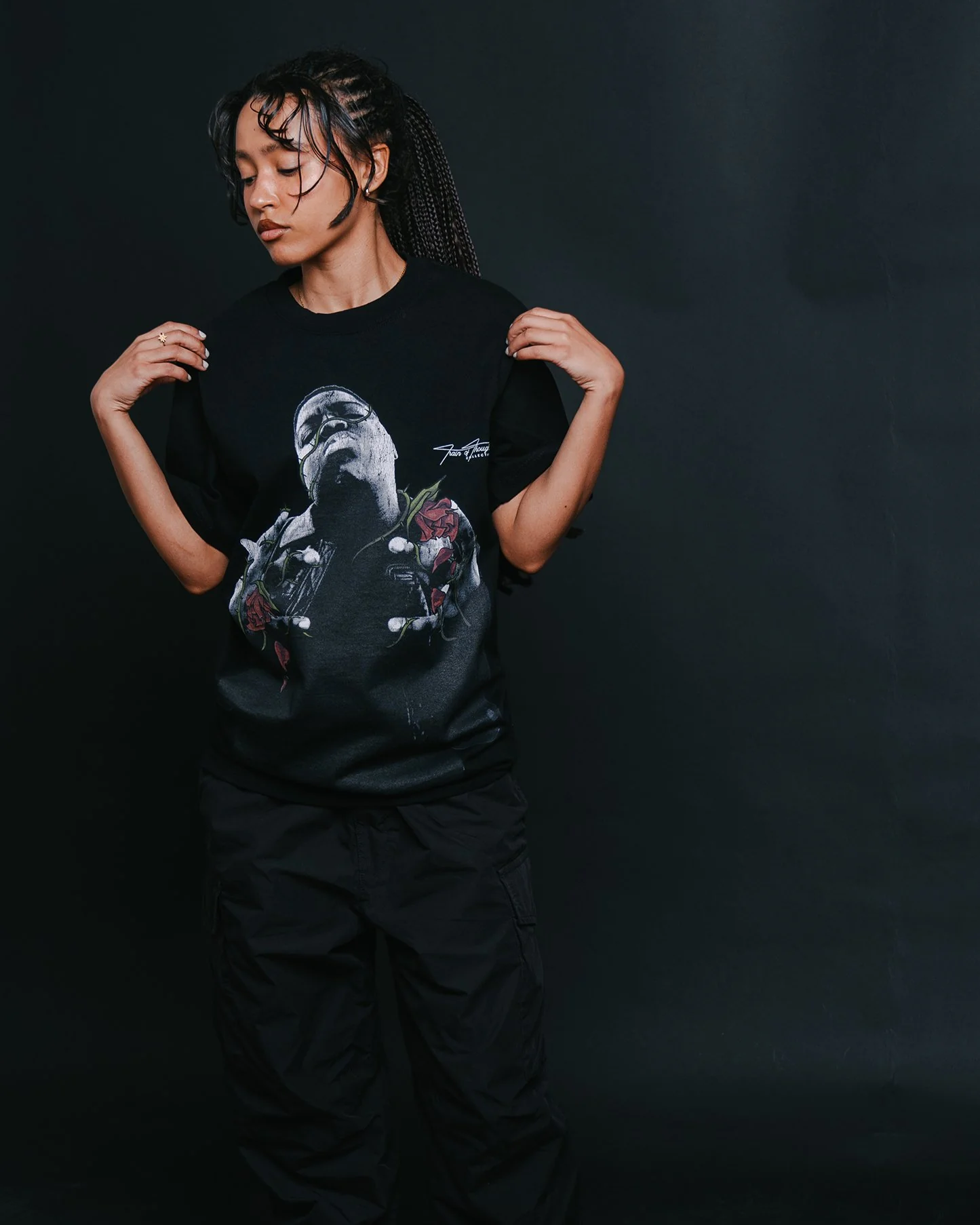 Dead Rose BIGGIE | Heavyweight Black Graphic Tee - Image 3