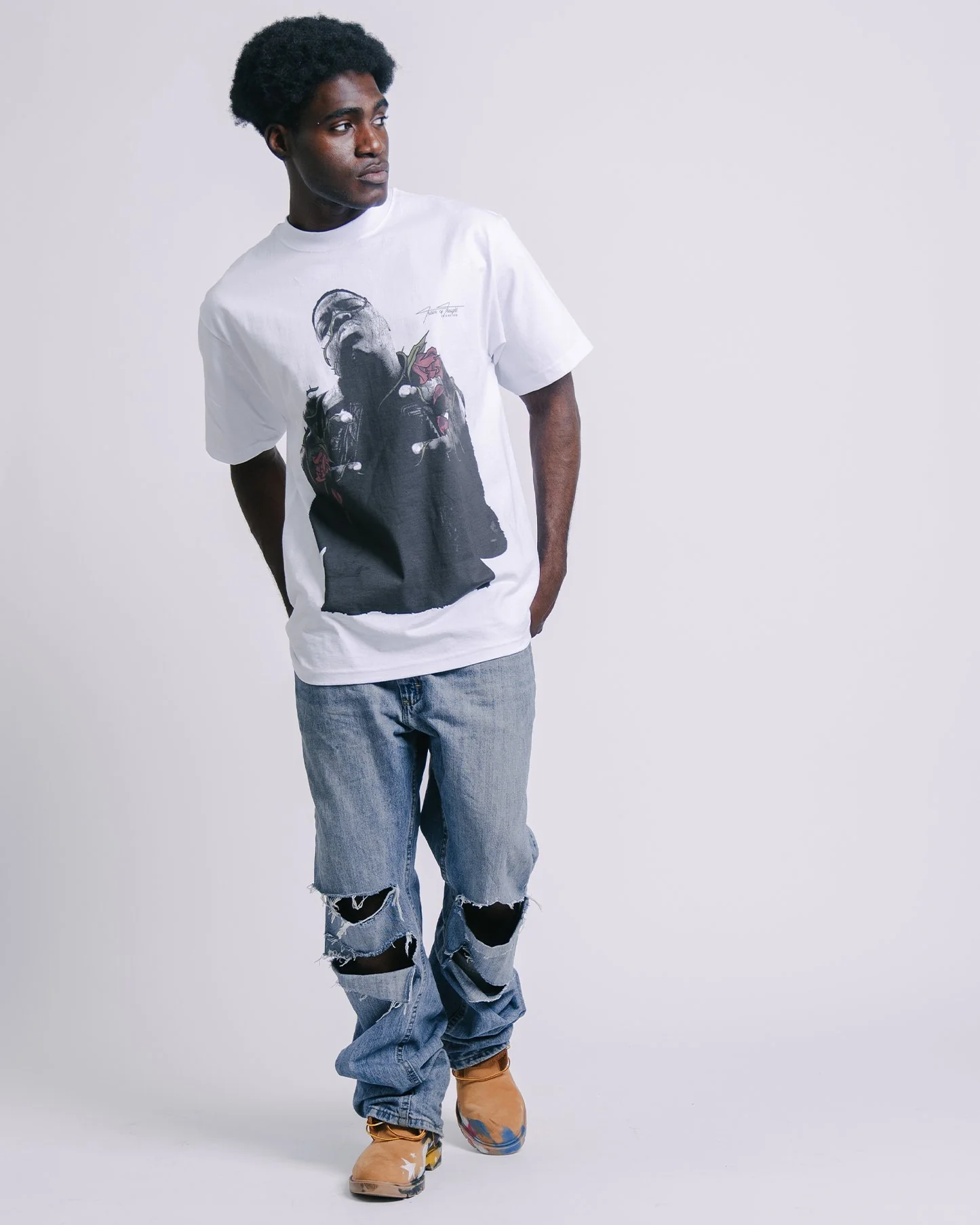 Dead Rose BIGGIE | Heavyweight White Graphic Tee - Image 2
