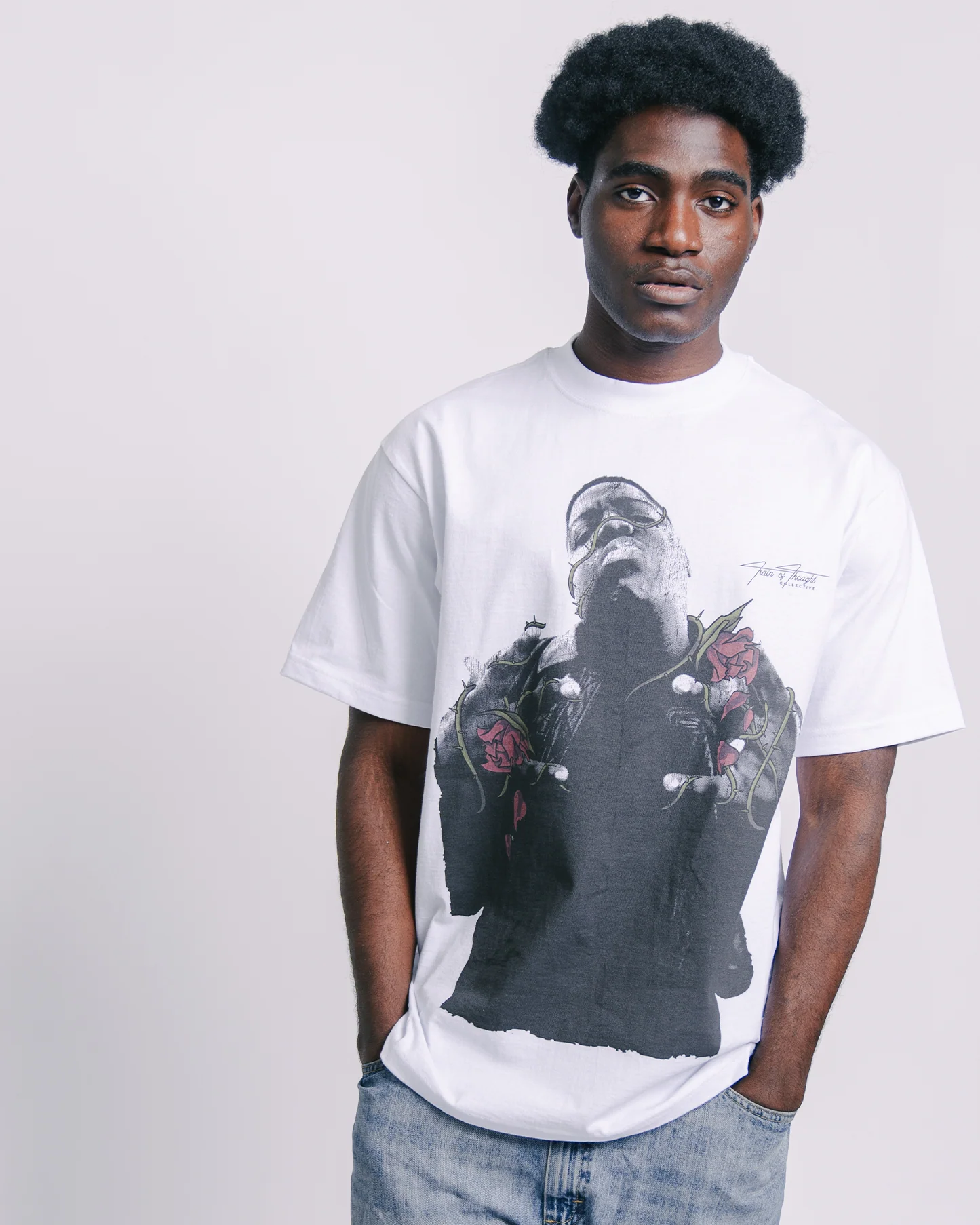 Dead Rose BIGGIE | Heavyweight White Graphic Tee - Image 4
