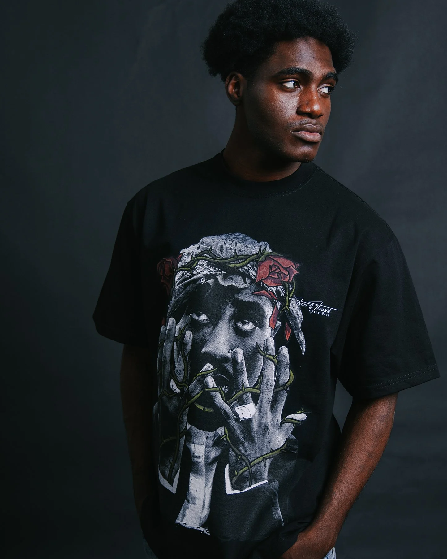 Dead Rose PAC | Heavyweight Black Graphic Tee - Image 3