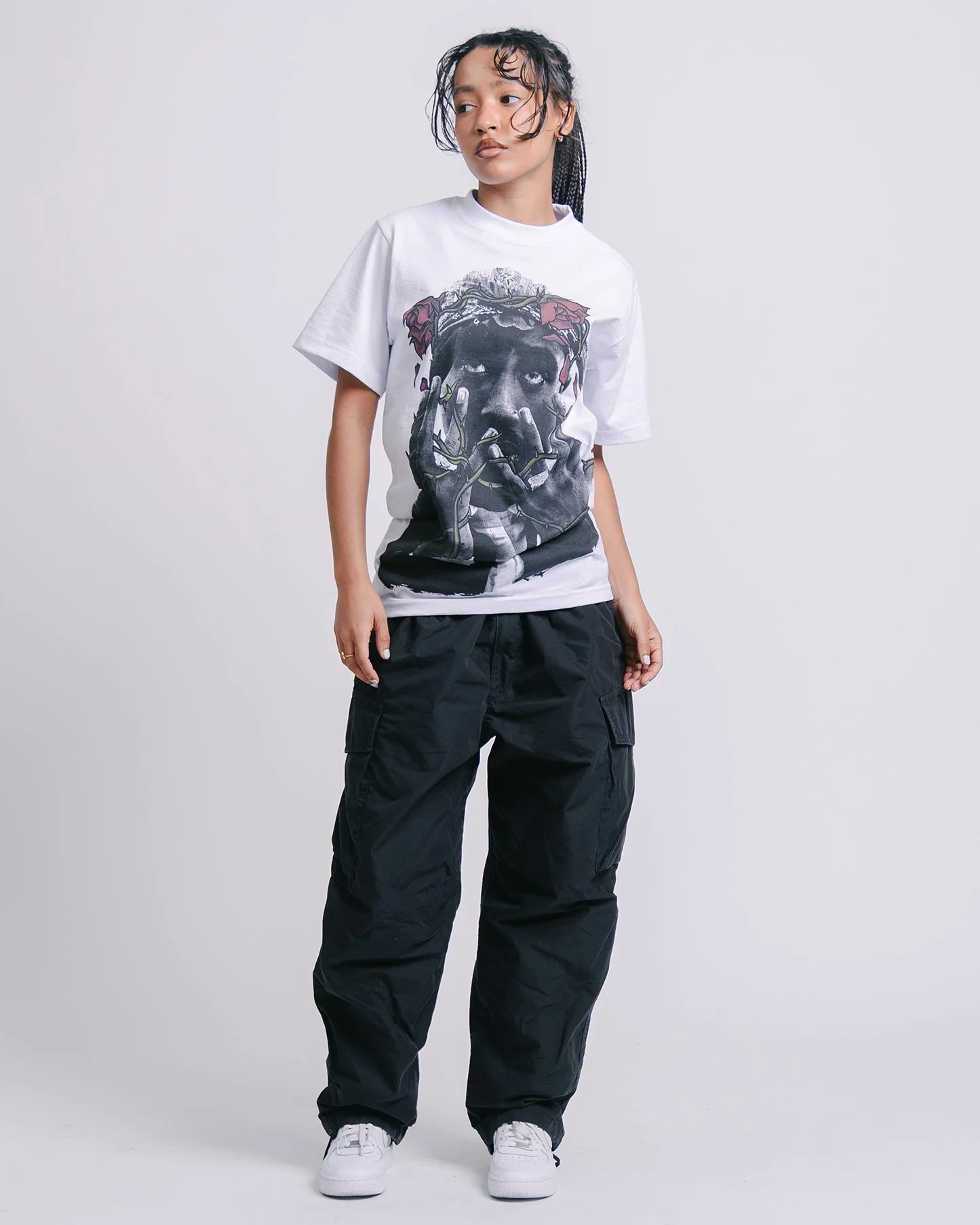 Dead Rose PAC | Heavyweight White Graphic Tee - Image 2