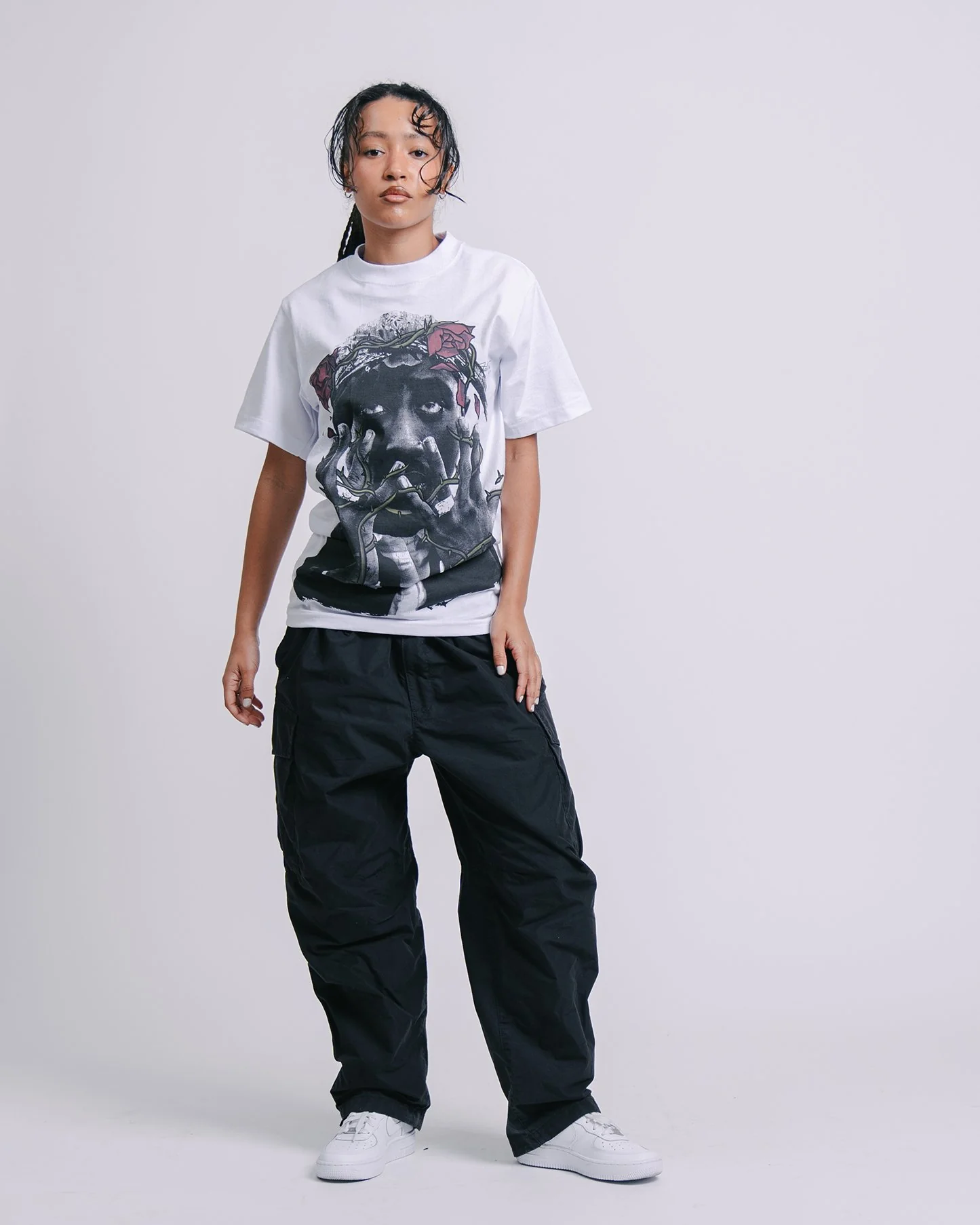 Dead Rose PAC | Heavyweight White Graphic Tee - Image 4