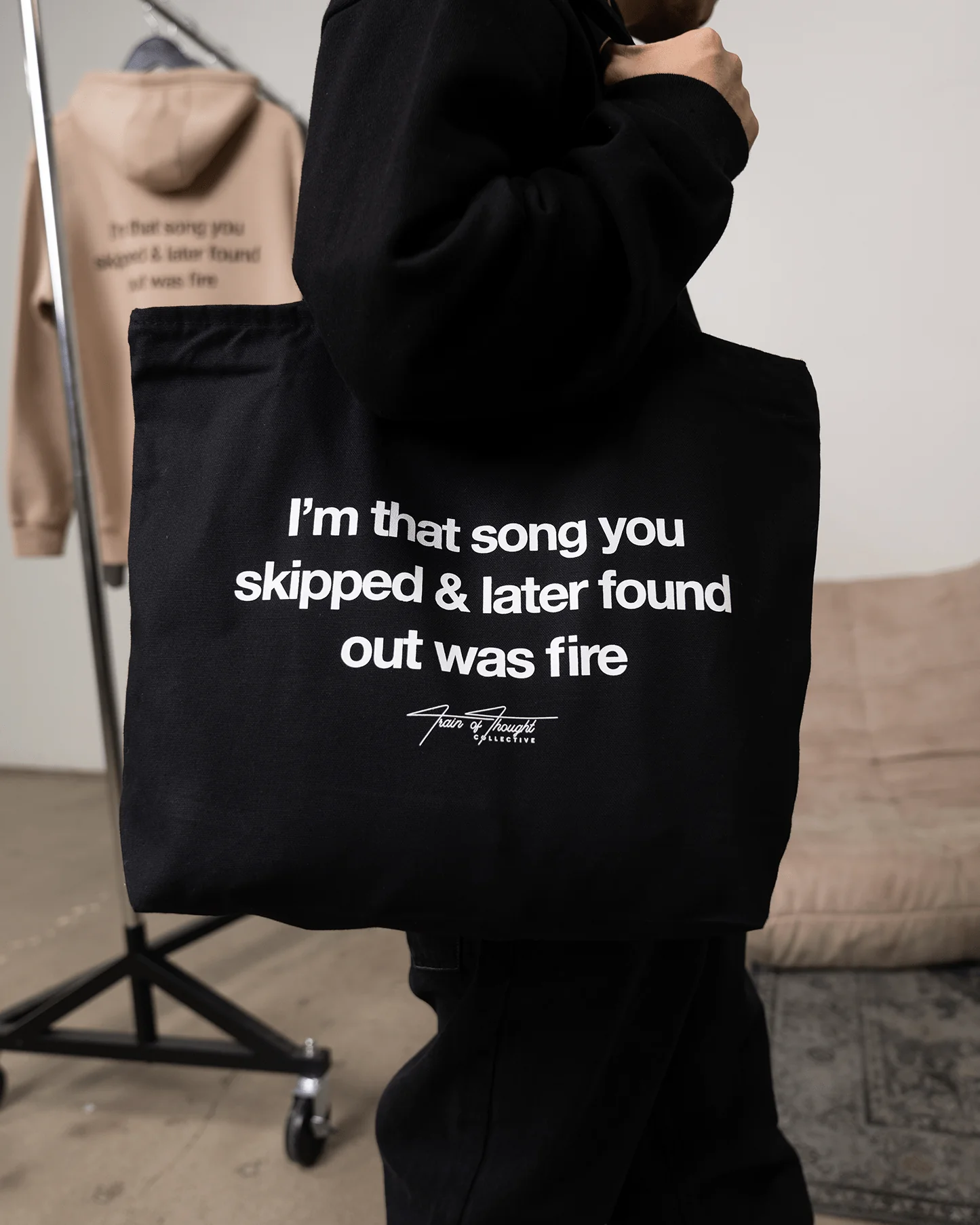 Don't Skip | 24L Zippered Black Tote Bag - Image 3