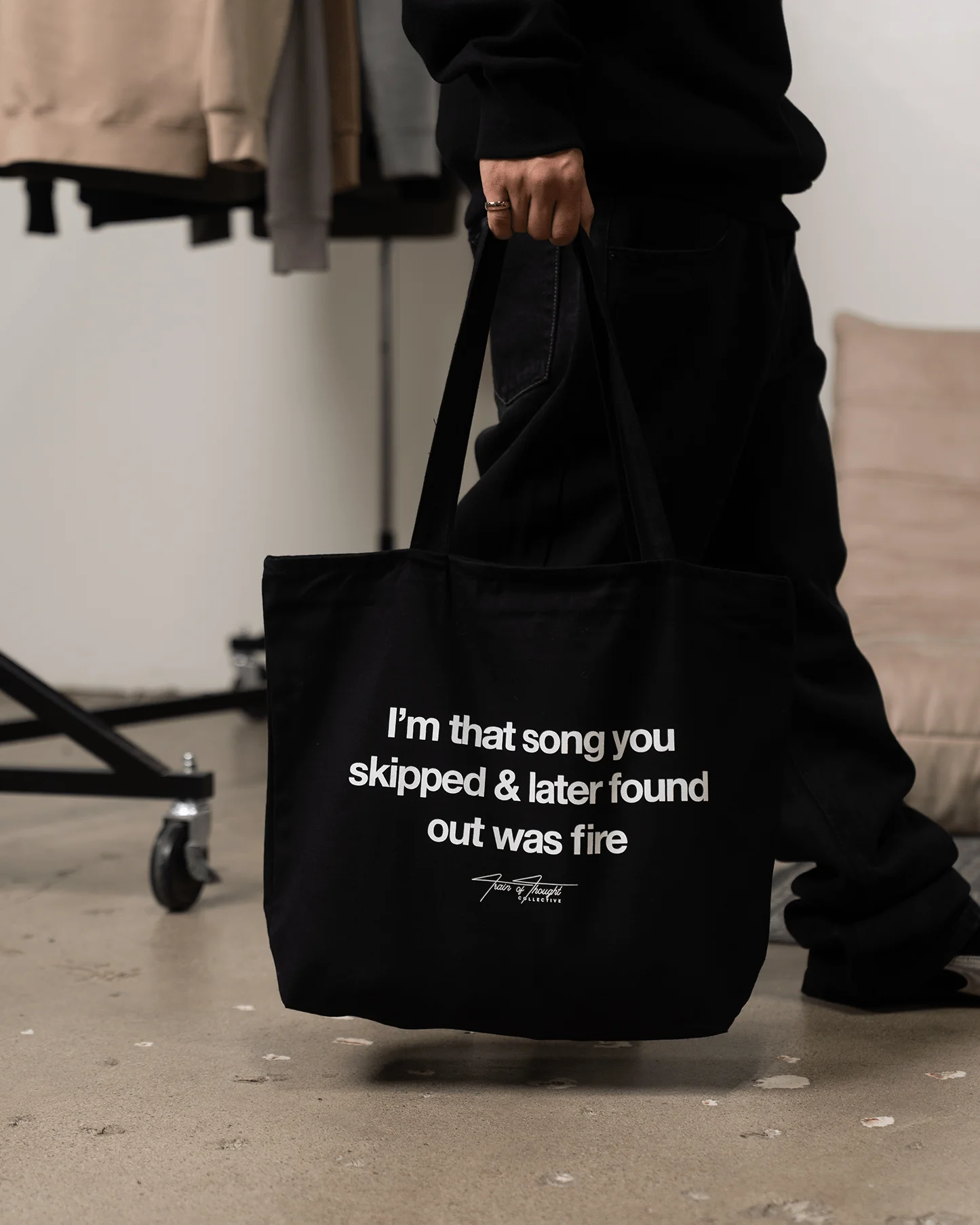 Don't Skip | 24L Zippered Black Tote Bag - Image 4