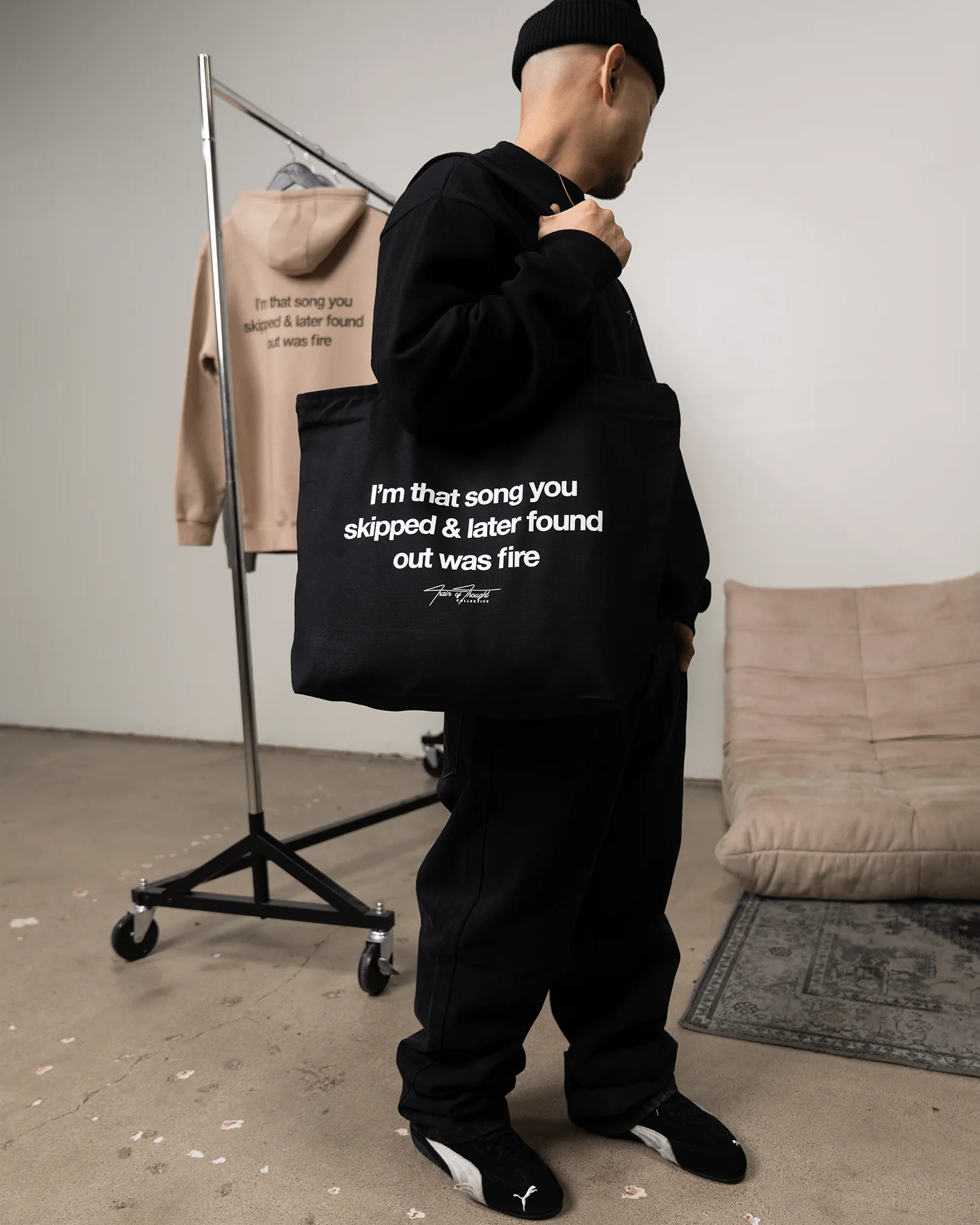 Don't Skip | 24L Zippered Black Tote Bag - Image 5