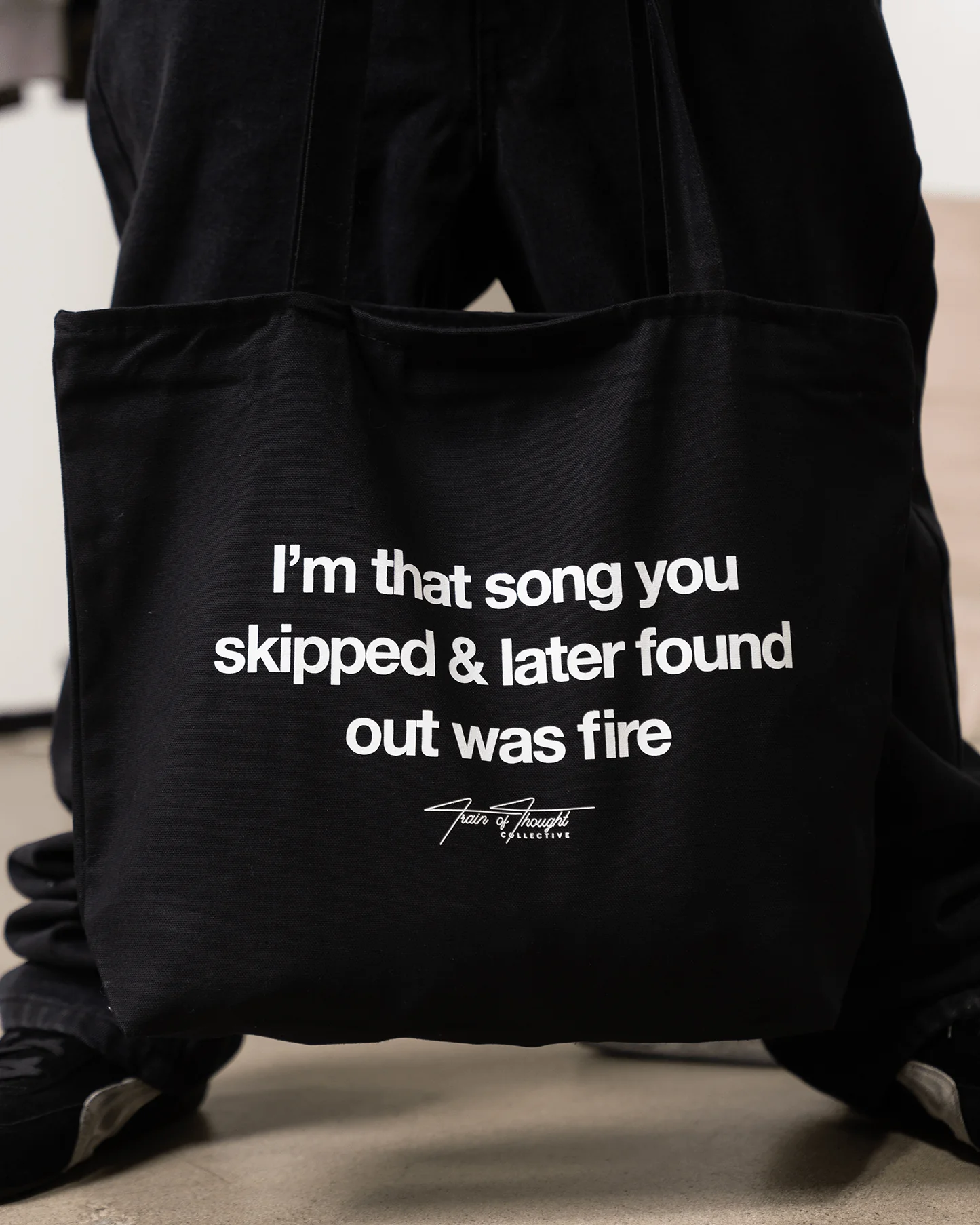 Don't Skip | 24L Zippered Black Tote Bag - Image 6