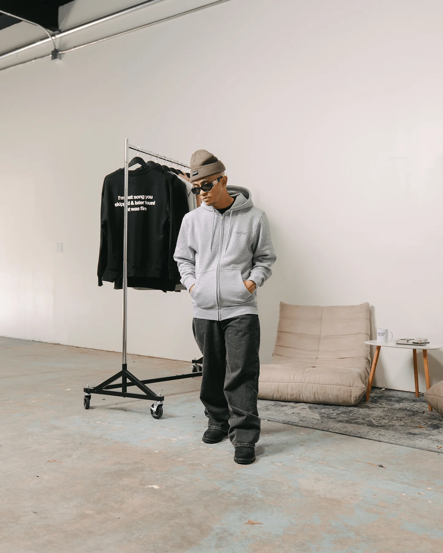 Don't Skip | Heather Grey Full Zip Hoodie - Image 4