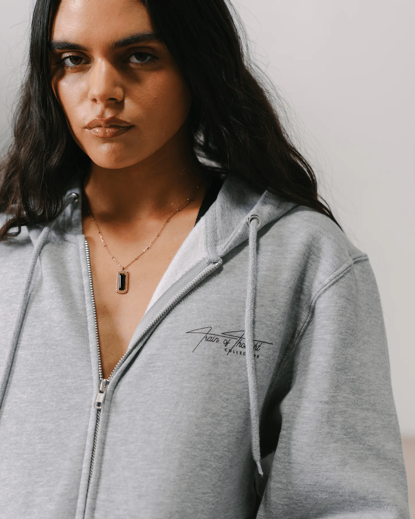 Don't Skip | Heather Grey Full Zip Hoodie - Image 5