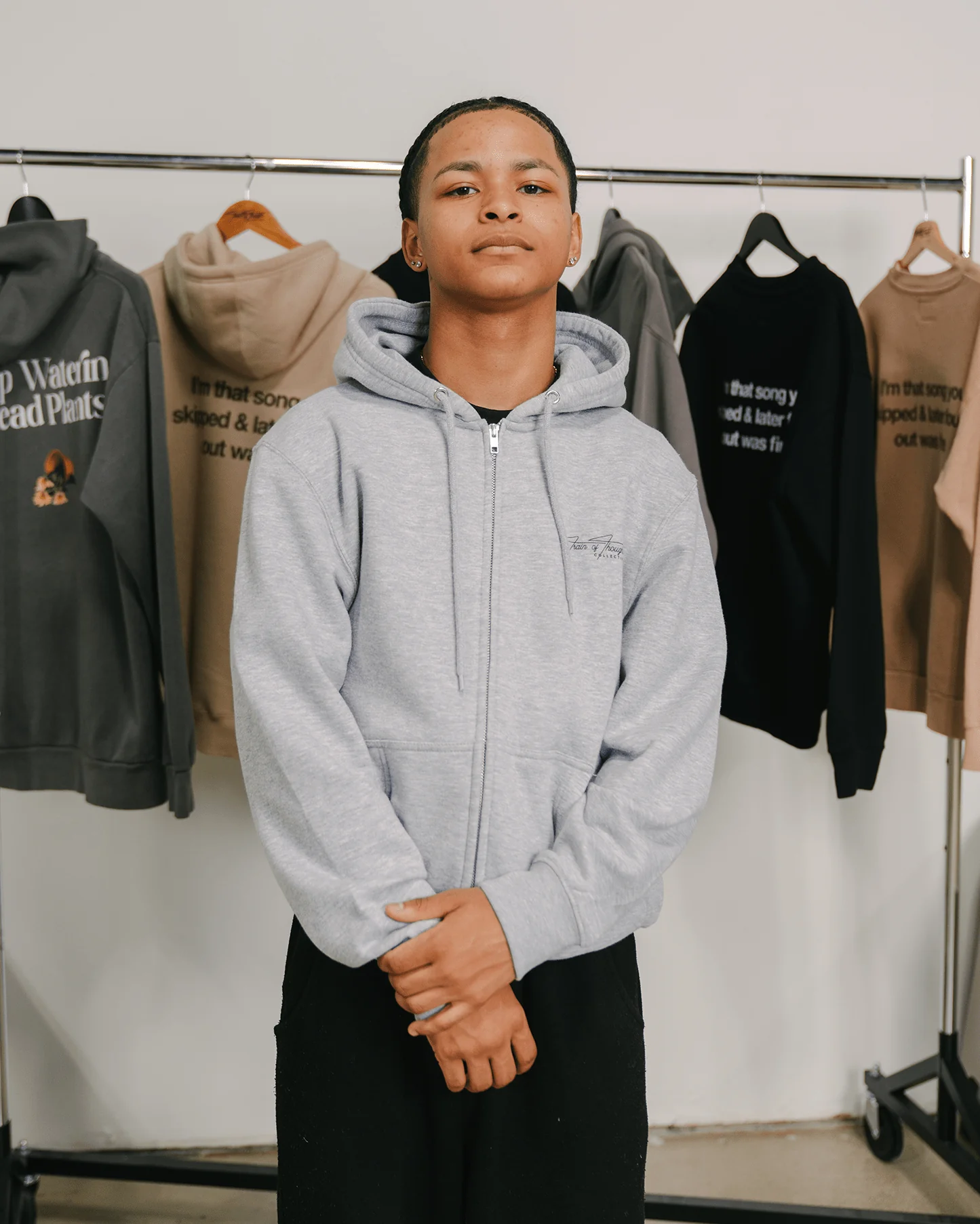 Don't Skip | Heather Grey Full Zip Hoodie - Image 8