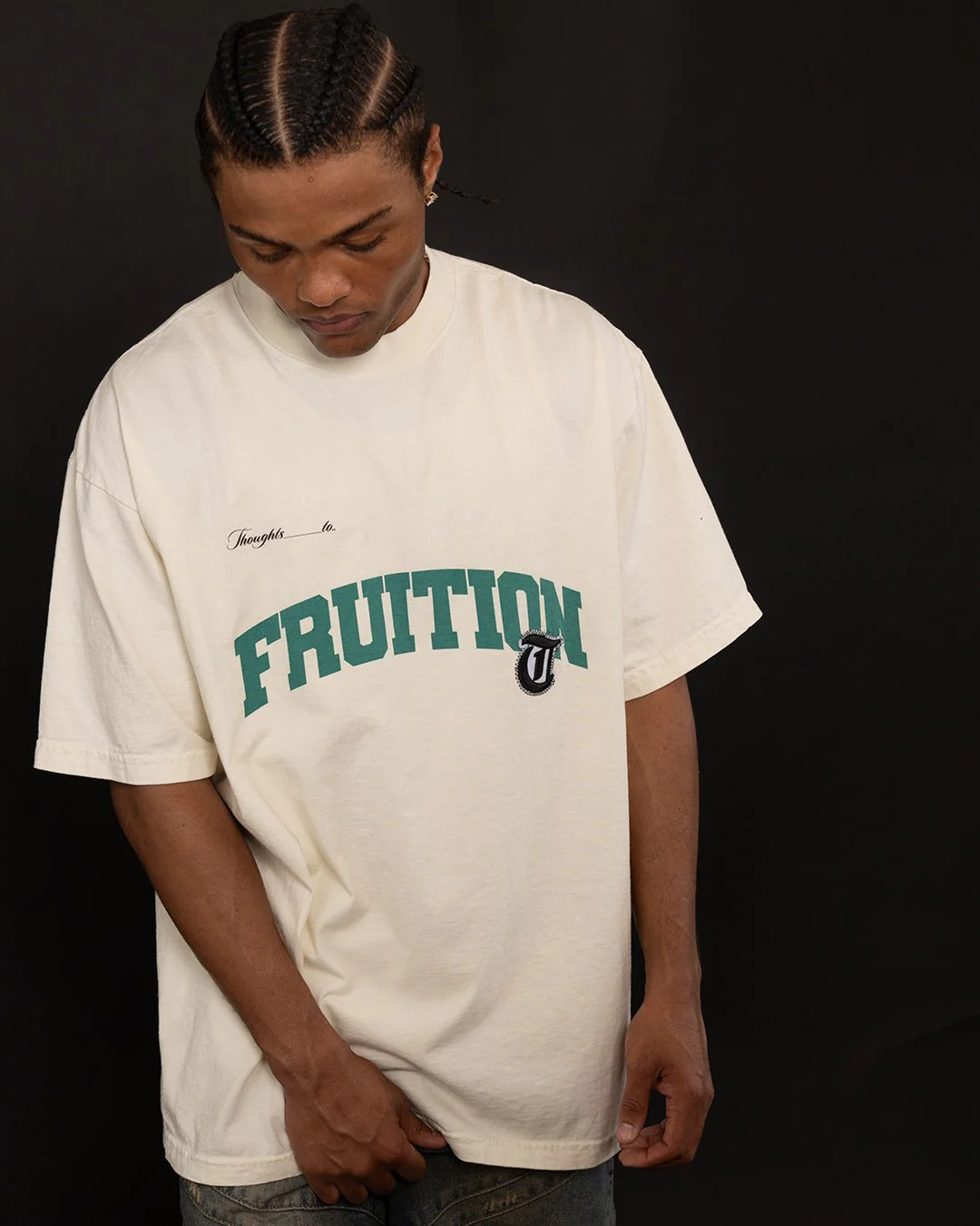 Fruition | Oversized Cream Applique Graphic Tee - Image 3