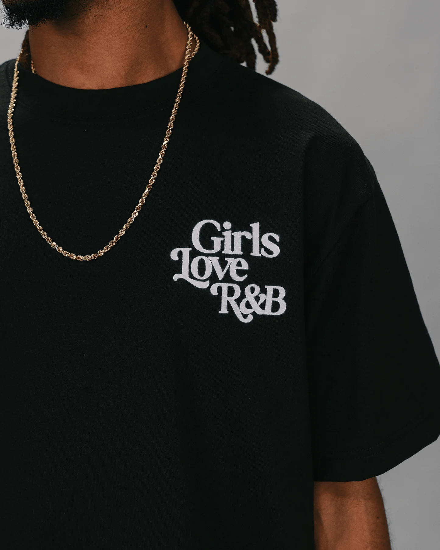 Girls Love R&B V1 | Heavyweight Black Graphic Tee - Image 3