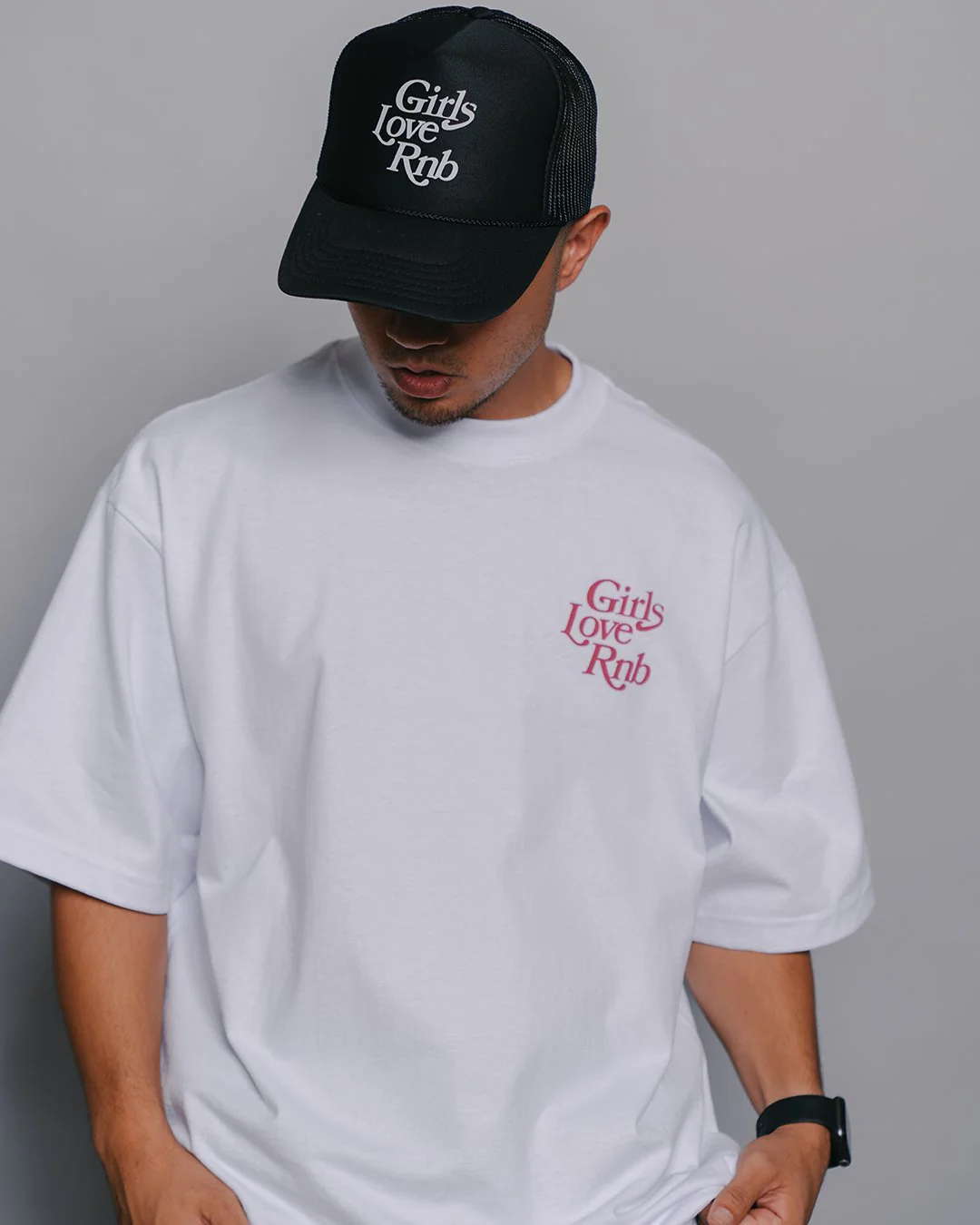 Girls Love Rnb | Black 5 Panel Trucker Hat - Image 4