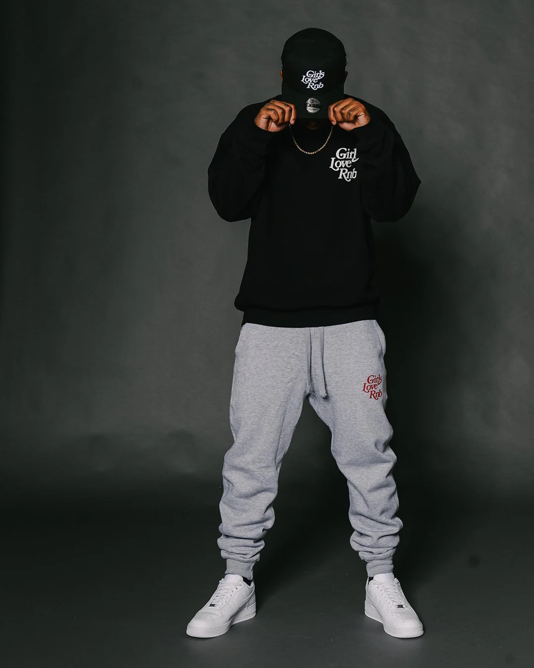 Girls Love Rnb | Black Puff Print Crewneck Sweatshirt - Image 3