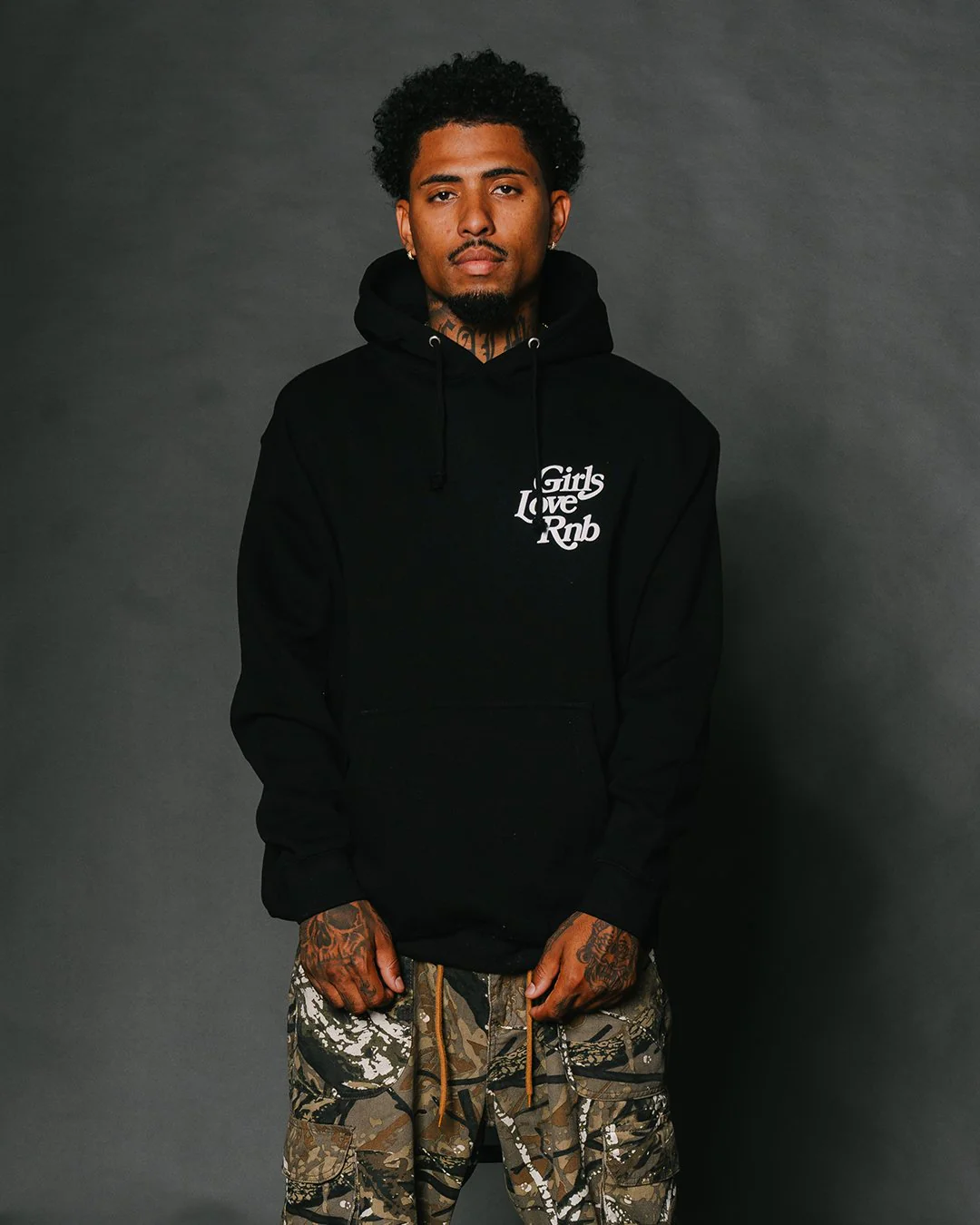 Girls Love Rnb | Black Puff Print Pullover Hoodie - Image 5