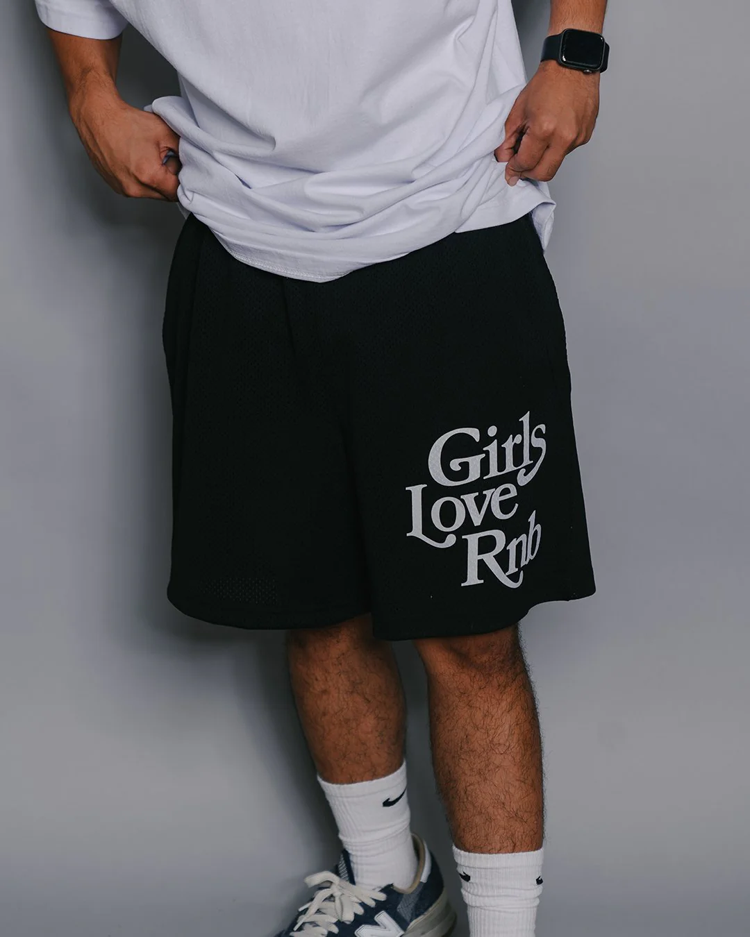Girls Love Rnb | Black Mesh Shorts - Image 3