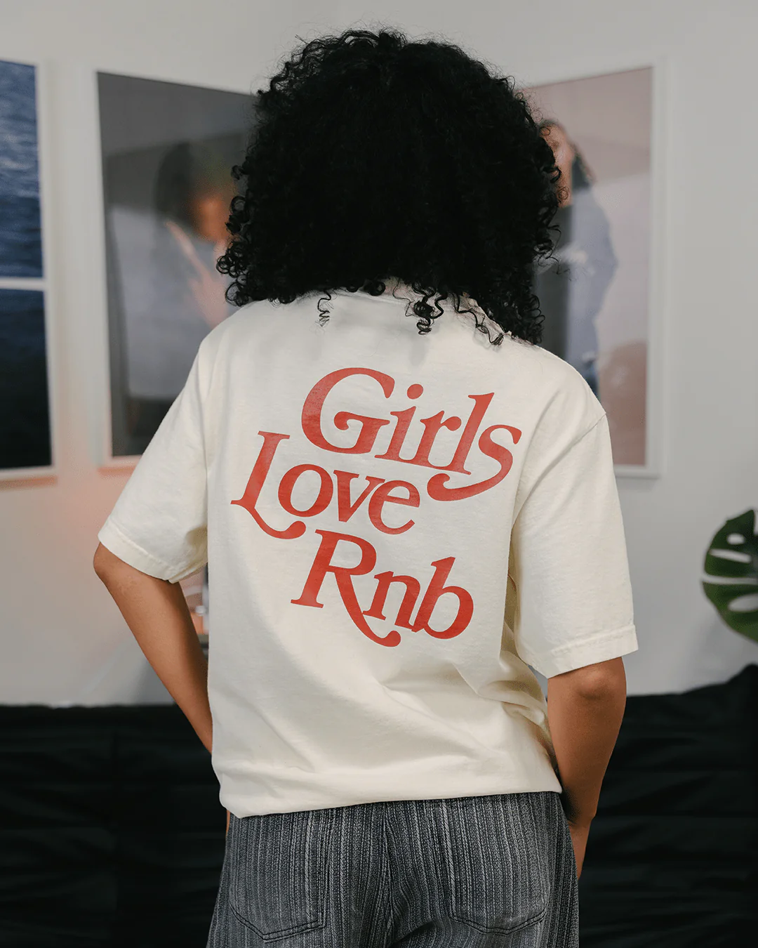 Girls Love Rnb | Oversized Cream Graphic Tee - Image 6