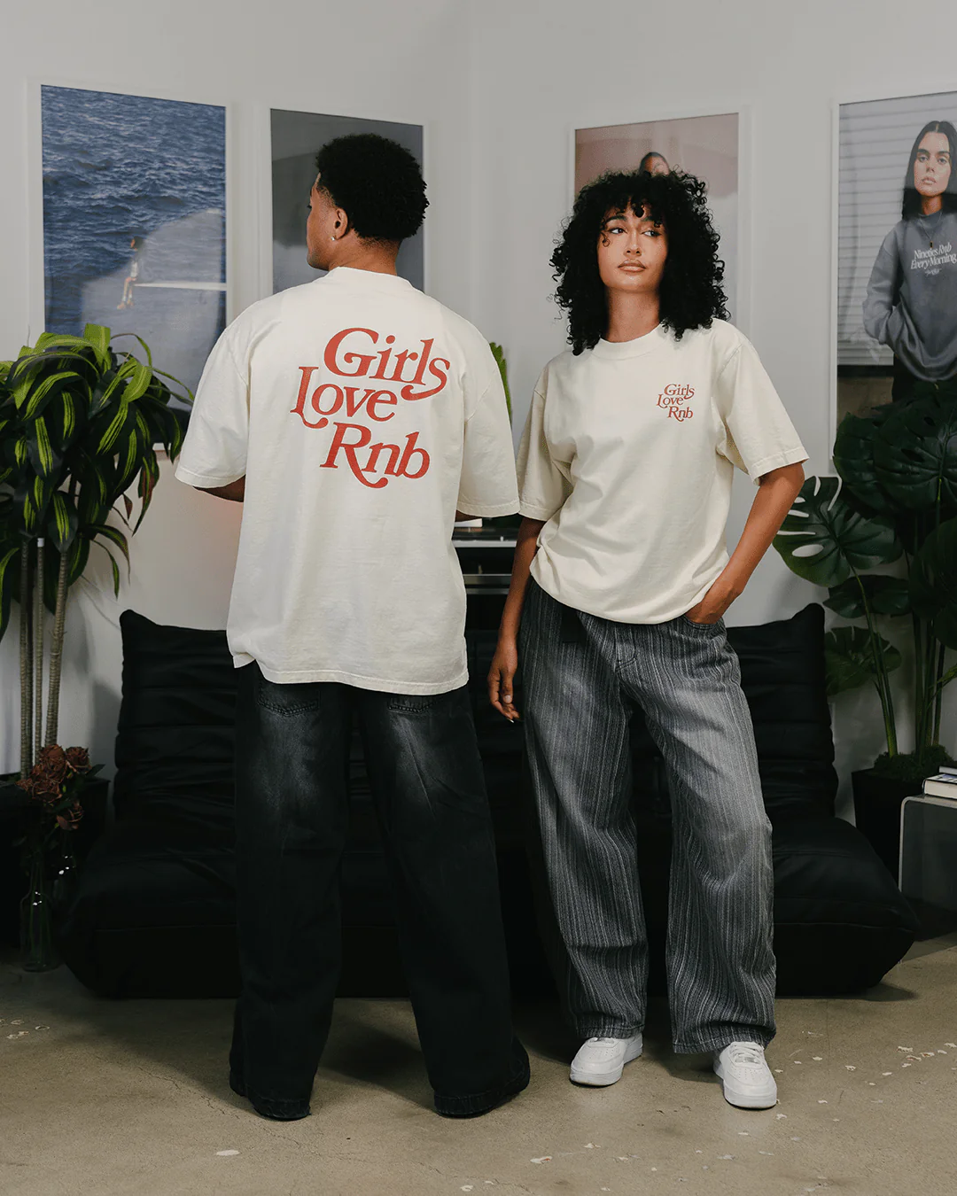 Girls Love Rnb | Oversized Cream Graphic Tee - Image 7