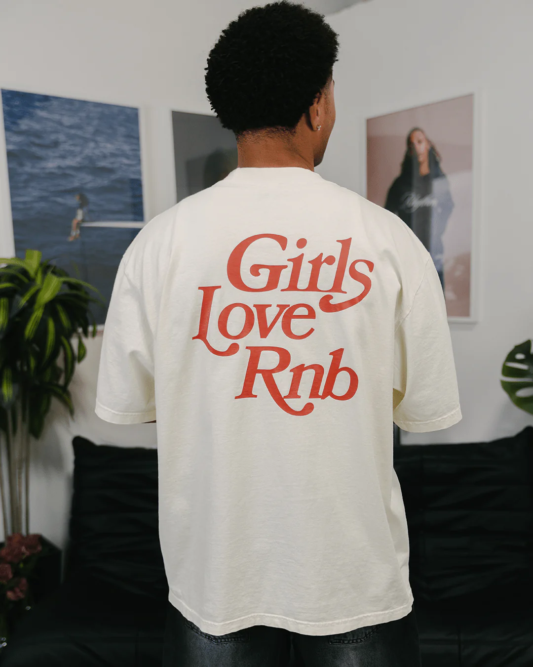 Girls Love Rnb | Oversized Cream Graphic Tee - Image 8