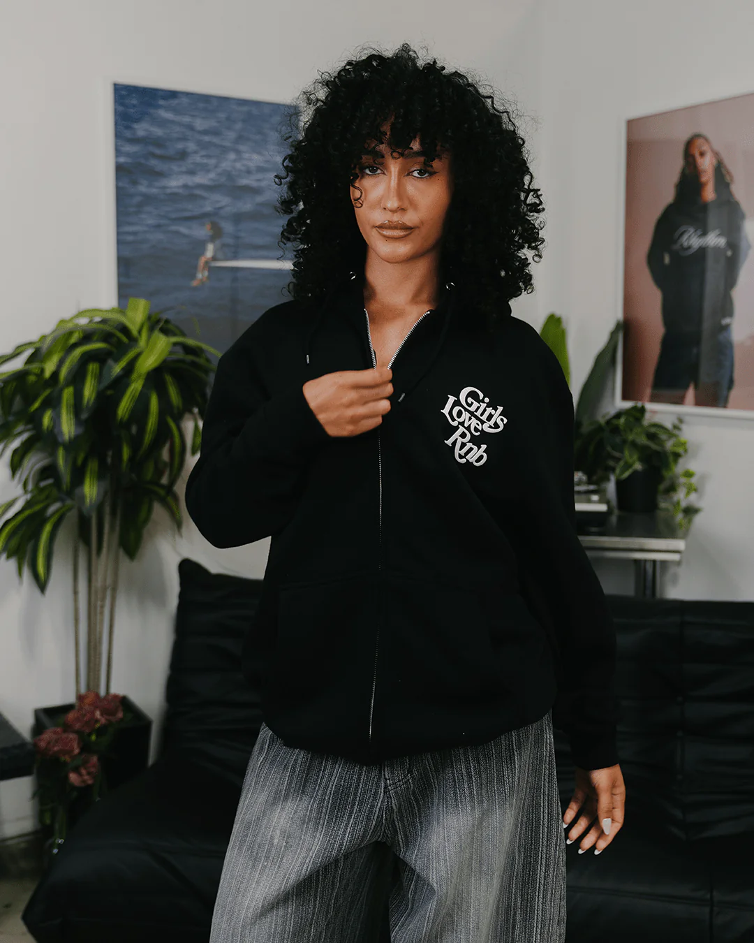 Girls Love Rnb V2 | Black Full Zip Hoodie - Image 6