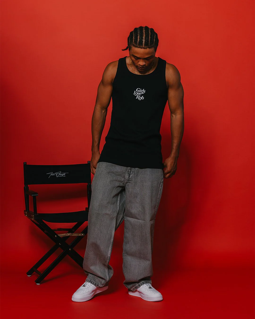 Girls Love Rnb V2 | Black Men's Ribbed Tank Top - Image 3