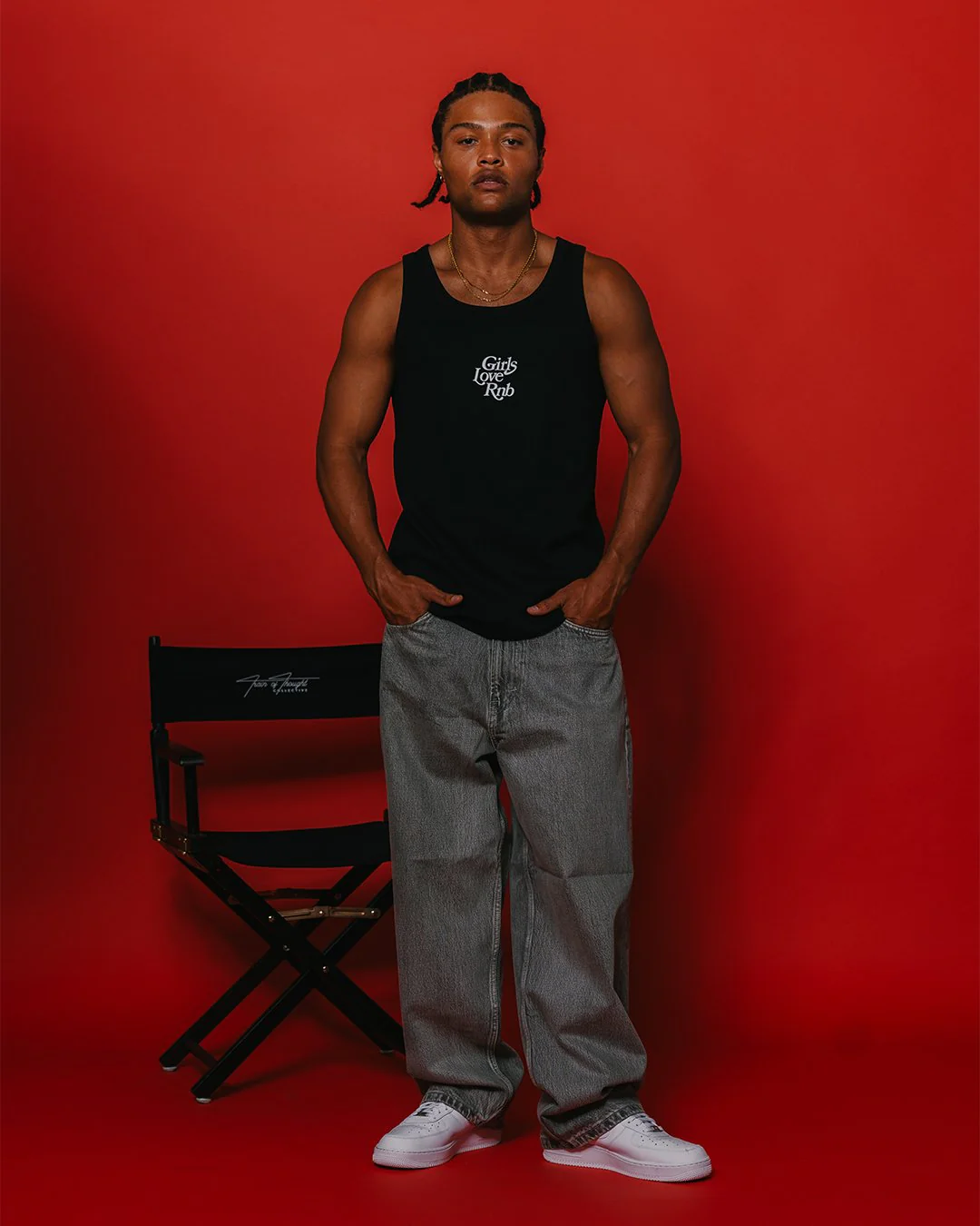 Girls Love Rnb V2 | Black Men's Ribbed Tank Top - Image 6