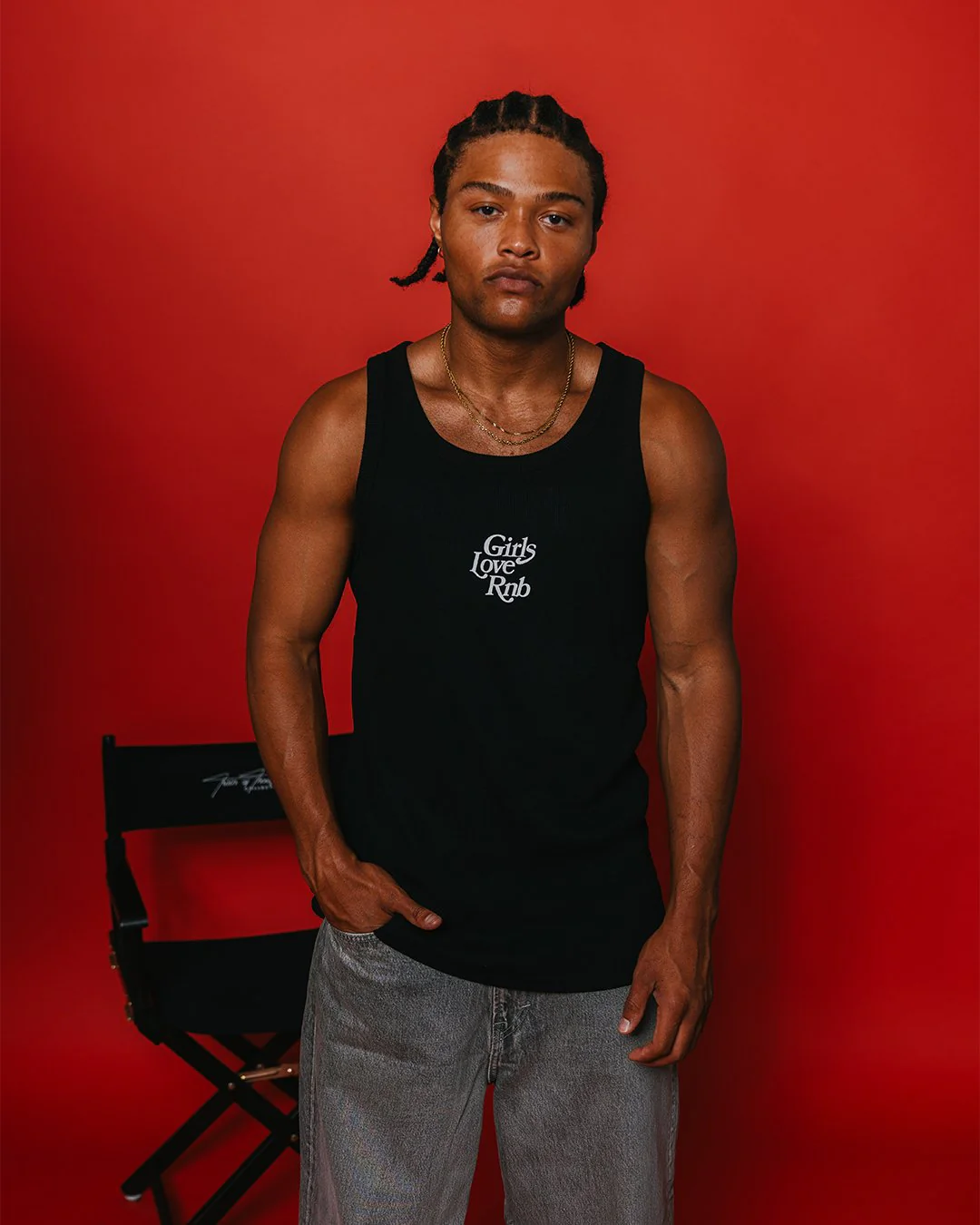 Girls Love Rnb V2 | Black Men's Ribbed Tank Top - Image 7
