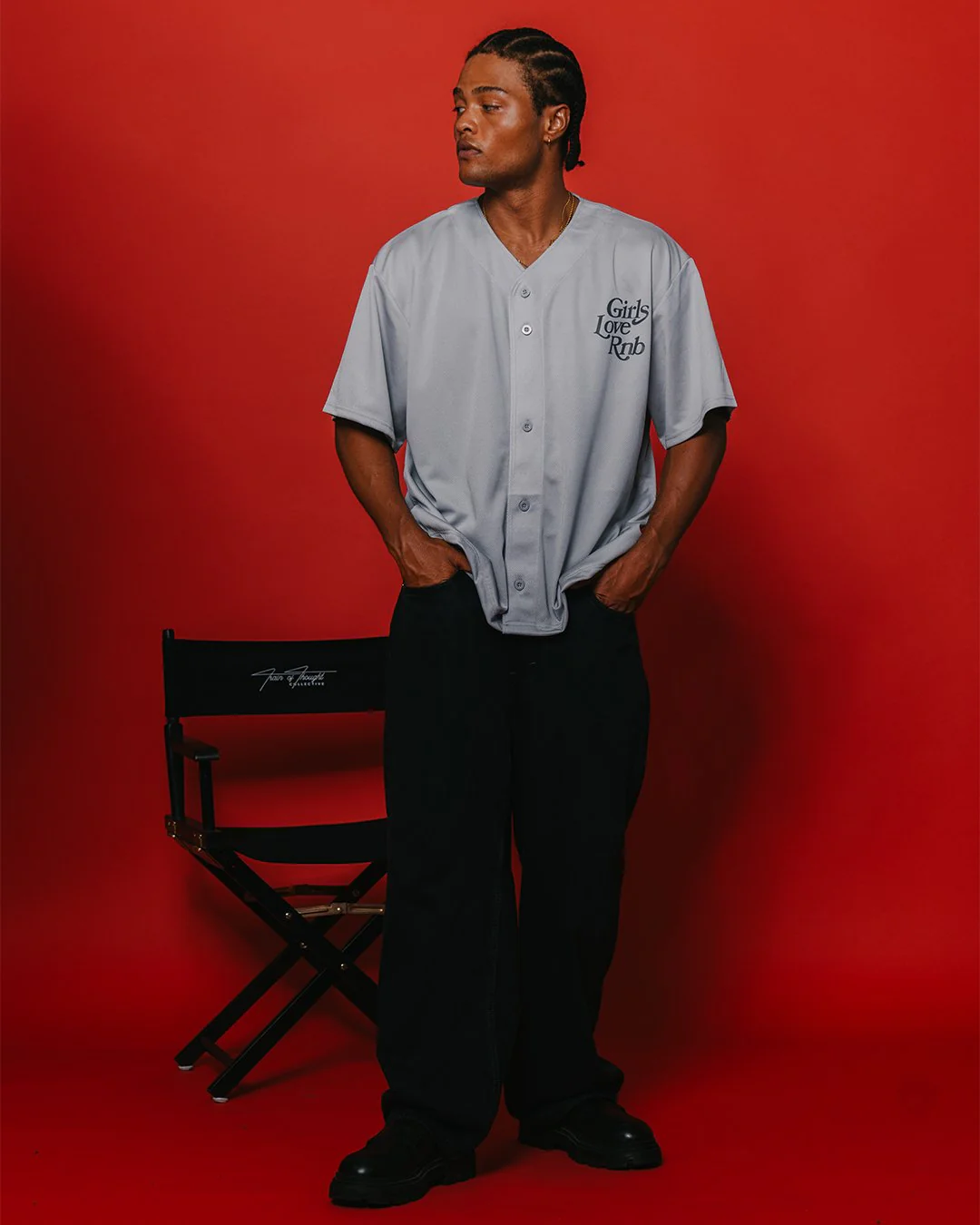 Girls Love Rnb V2 | Silver Cropped Baseball Jersey - Image 3