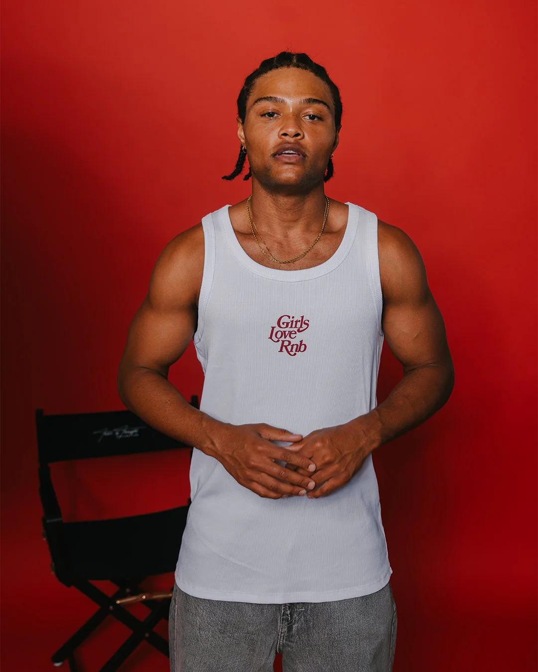 Girls Love Rnb V2 | White Men's Ribbed Tank Top - Image 3