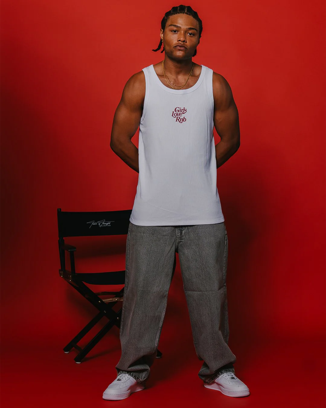 Girls Love Rnb V2 | White Men's Ribbed Tank Top - Image 4