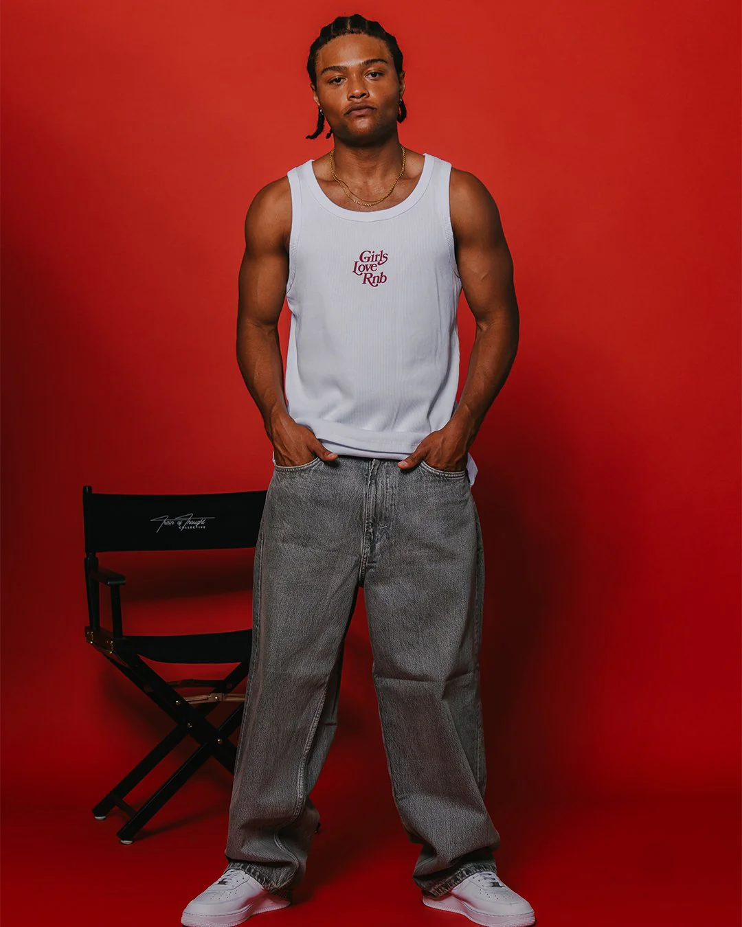 Girls Love Rnb V2 | White Men's Ribbed Tank Top - Image 5