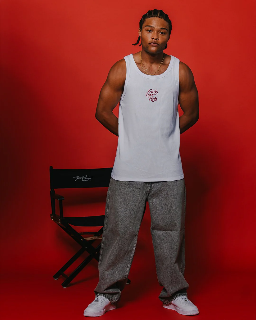 Girls Love Rnb V2 | White Men's Ribbed Tank Top - Image 7