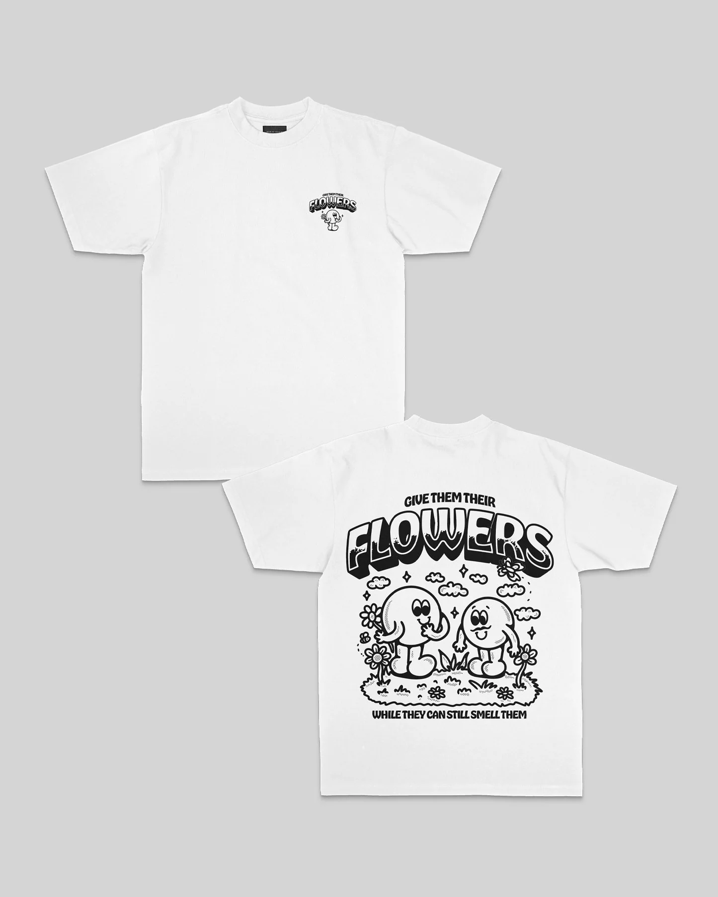Give Flowers | Heavyweight White Graphic Tee