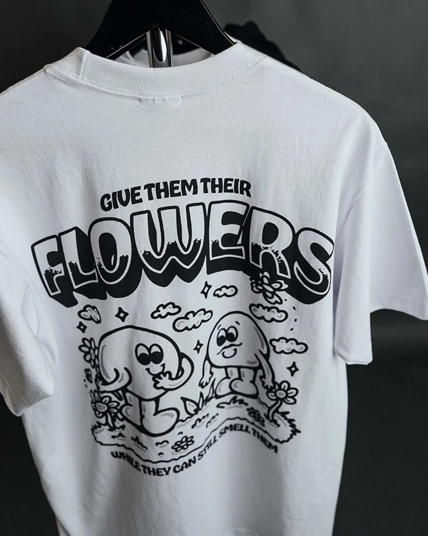 Give Flowers | Heavyweight White Graphic Tee - Image 2