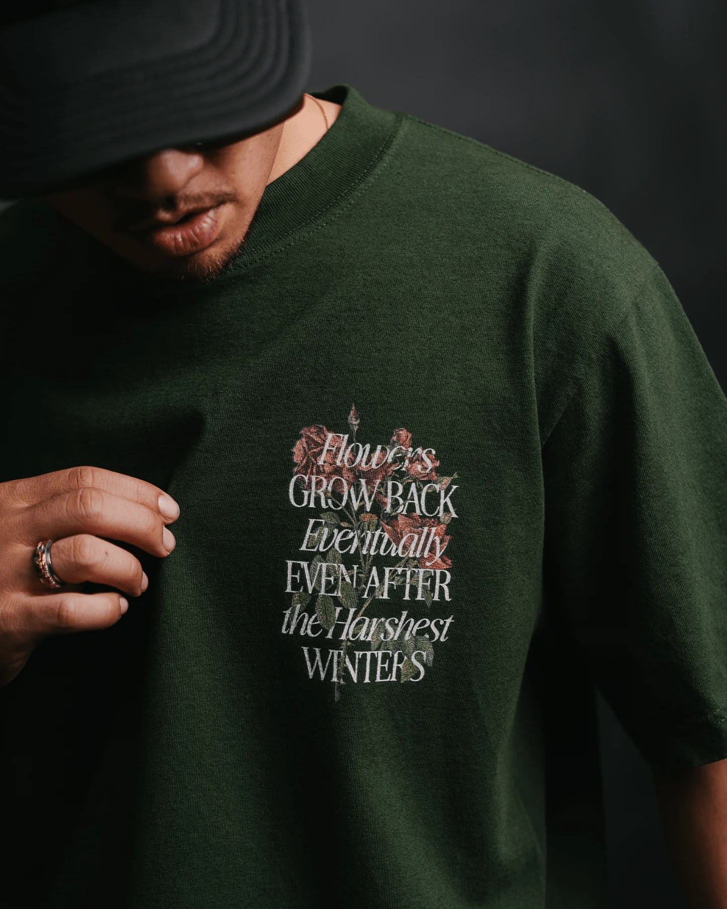Growth Eventually V2 | Oversized Green Graphic Tee - Image 3