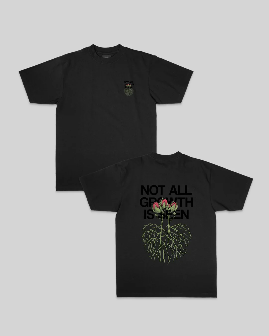 Growth Not Seen | Heavyweight Black Graphic Tee