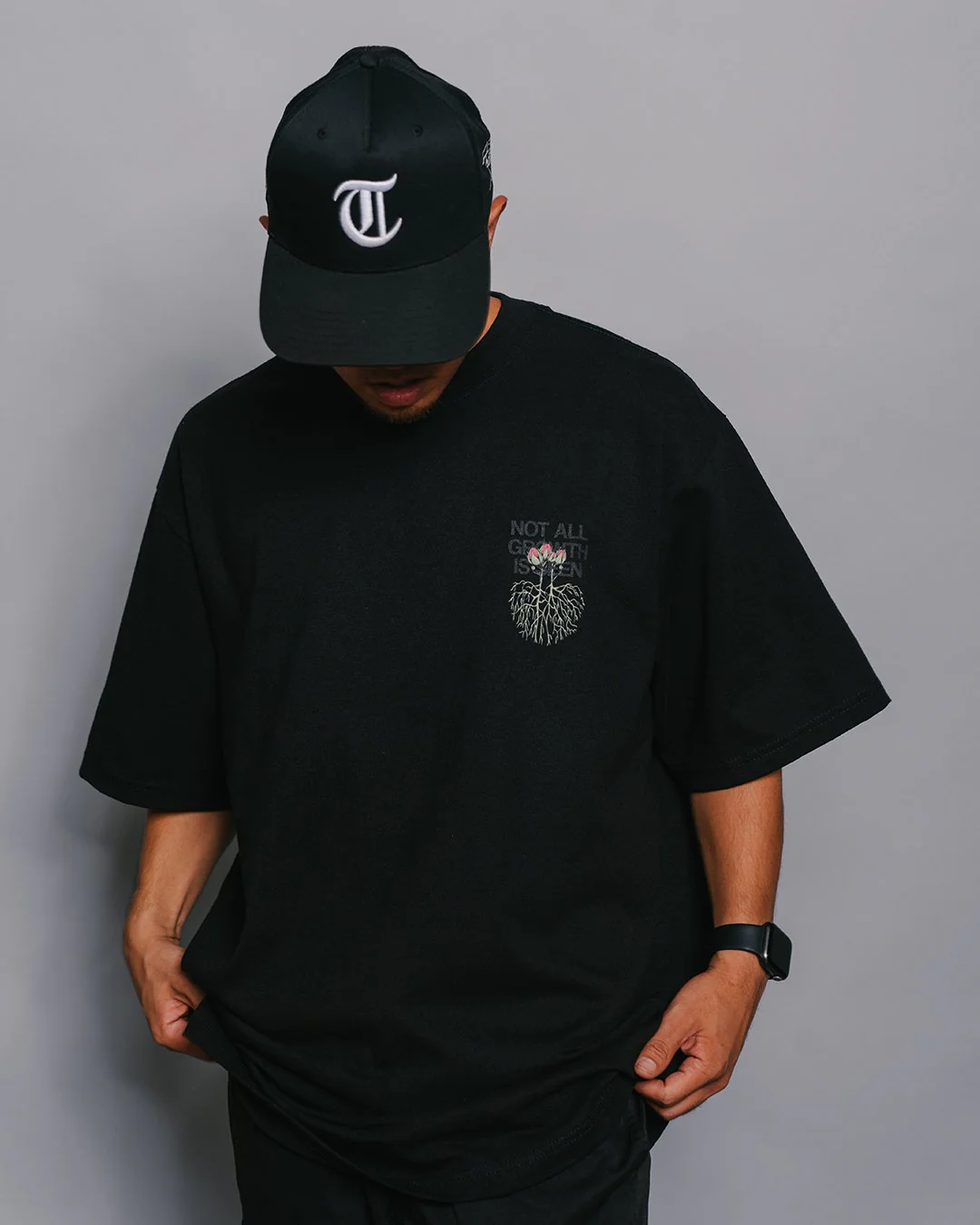Growth Not Seen | Heavyweight Black Graphic Tee - Image 2