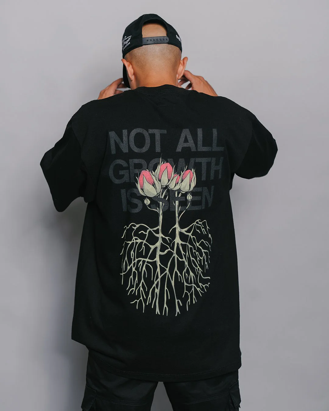 Growth Not Seen | Heavyweight Black Graphic Tee - Image 3