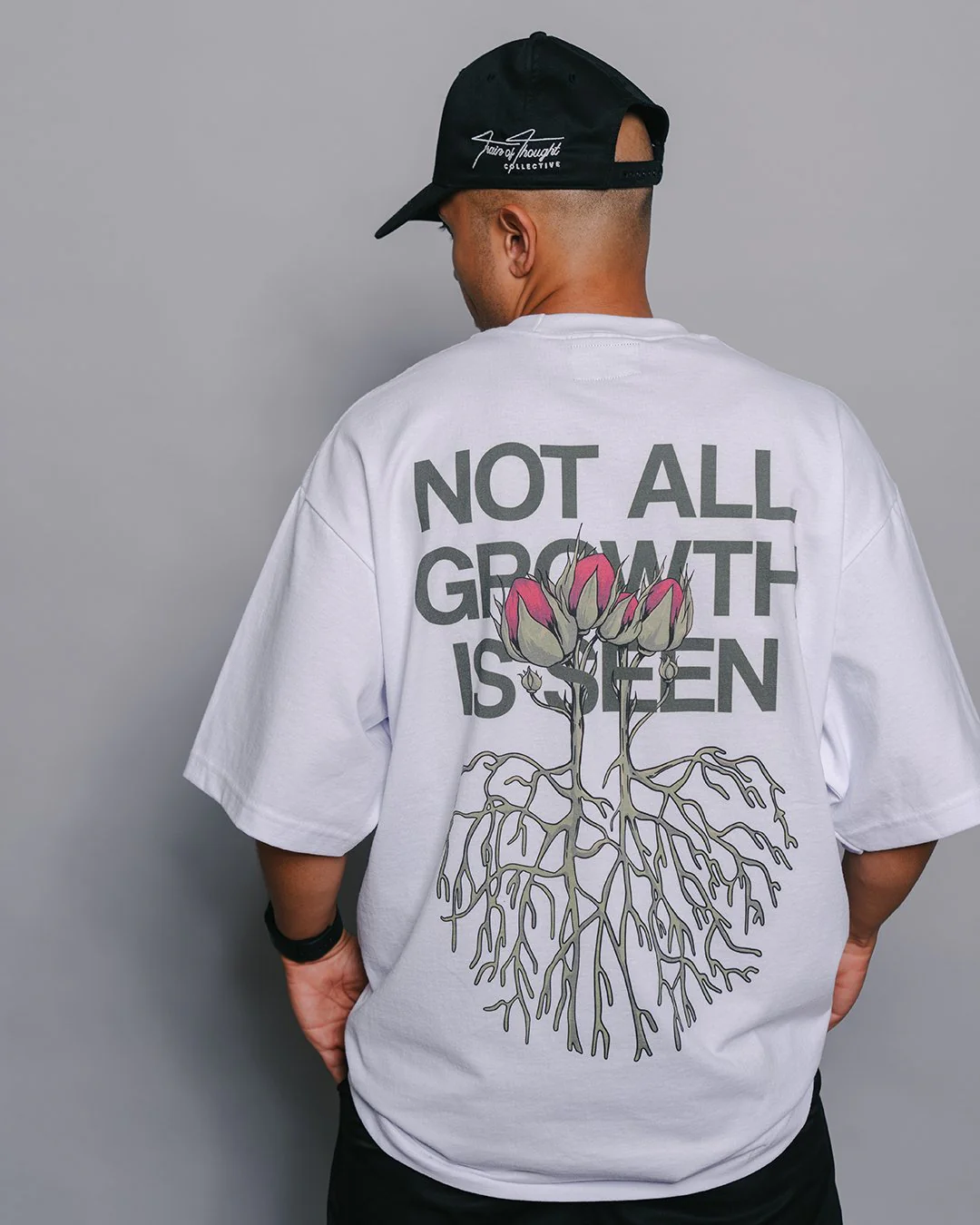 Growth Not Seen | Heavyweight White Graphic Tee - Image 3