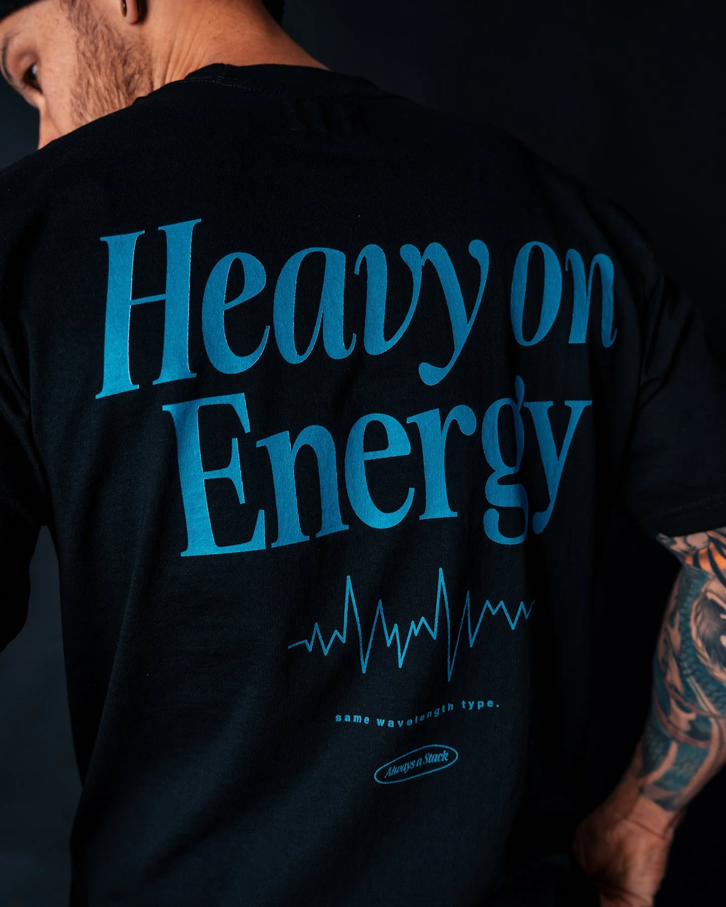 Heavy On Energy | Heavyweight Black Graphic Tee - Image 3