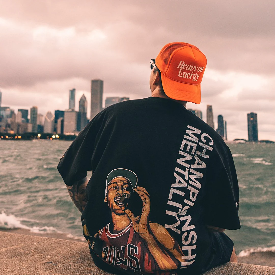 Heavy On Energy | Orange 5 Panel Trucker Hat - Image 3